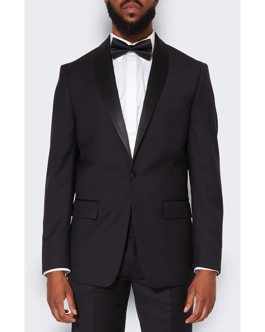 9tofive Blue Peak Lapel Solid Wool Tuxedo Jacket for men