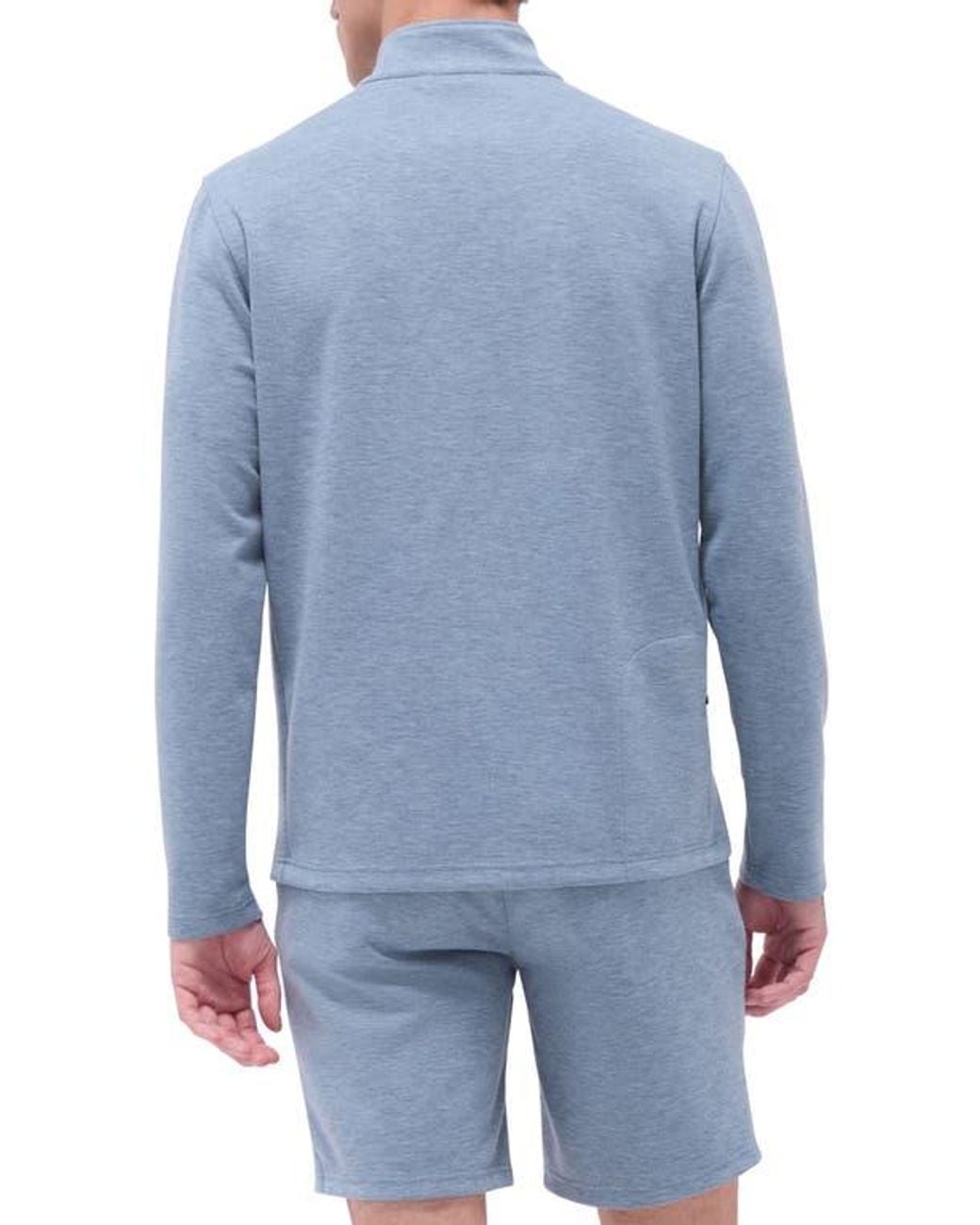 Bugatchi Blue Quarter Zip Performance Pullover for men