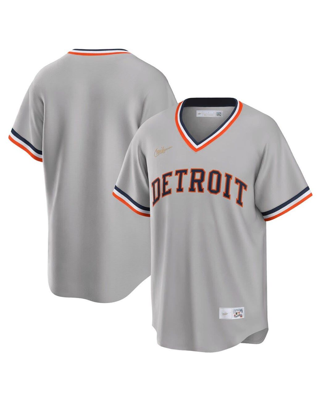 Men's Nike Gray Detroit Tigers Road Cooperstown Collection Team Jersey 