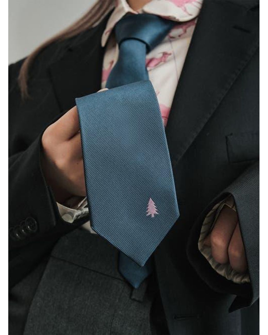 Lost Pattern Blue Silk Tie