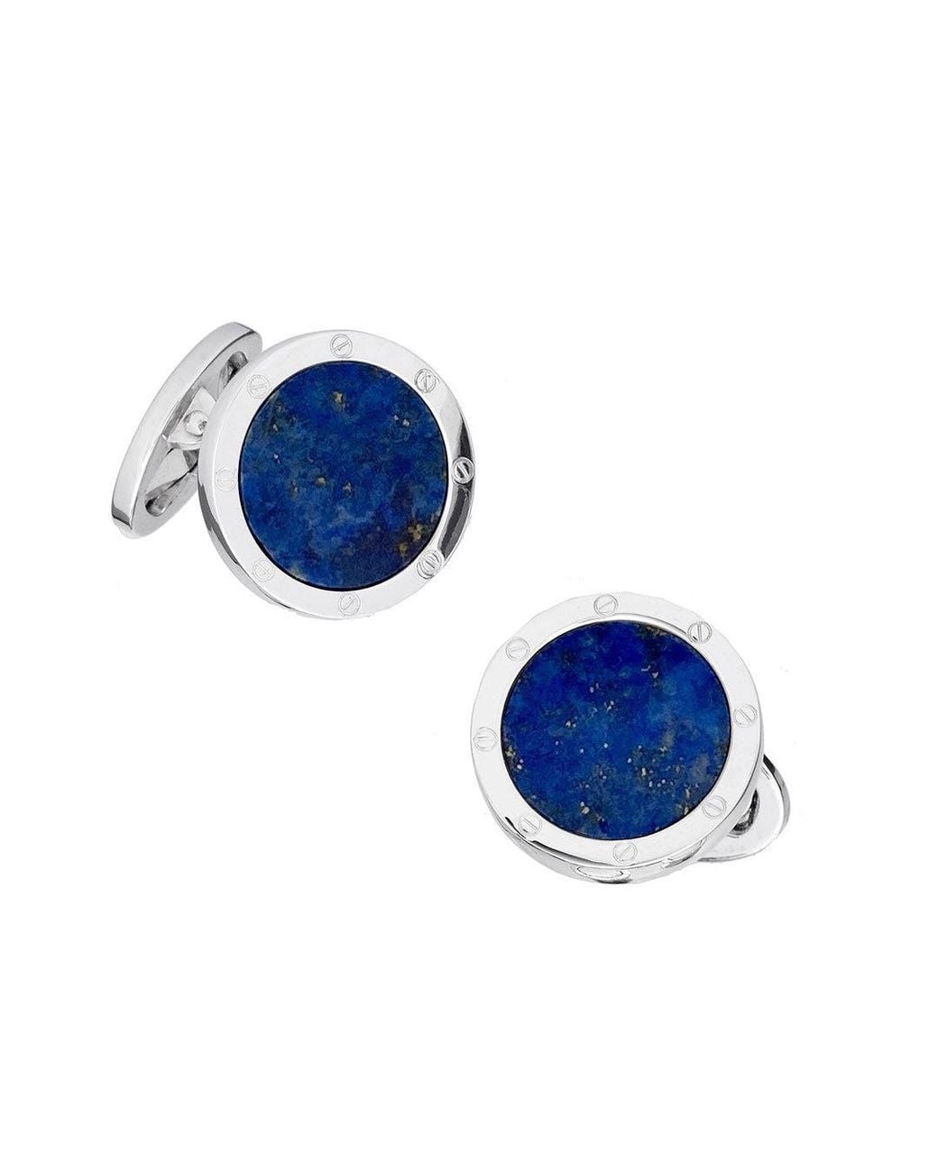 Jan Leslie Blue Rivet Etch Sterling Cufflinks for men