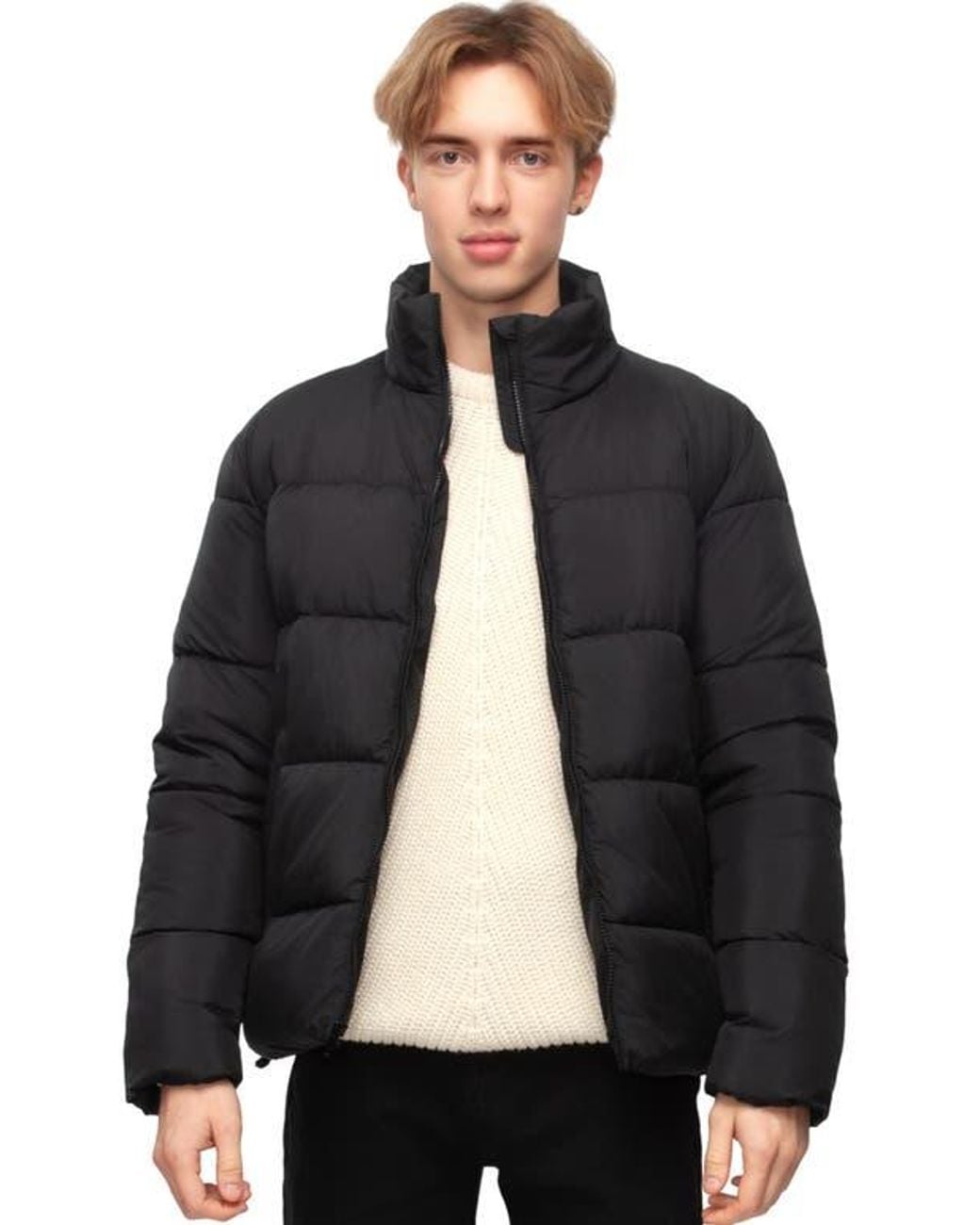 Rokka&Rolla Black Lightweight Modern Puffer Jacket for men