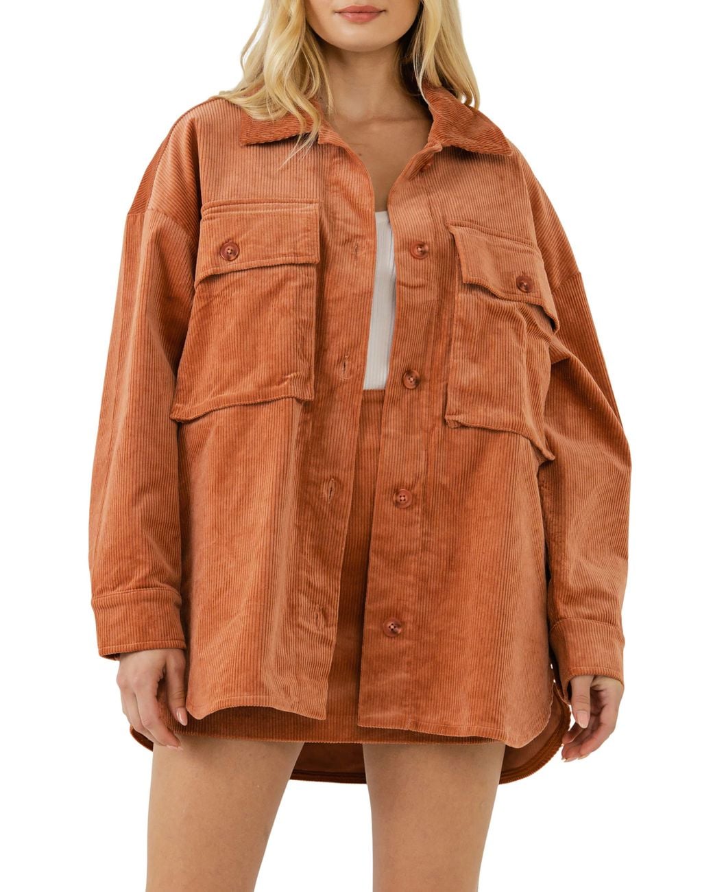 Grey Lab Brown Corduroy Oversize Jacket