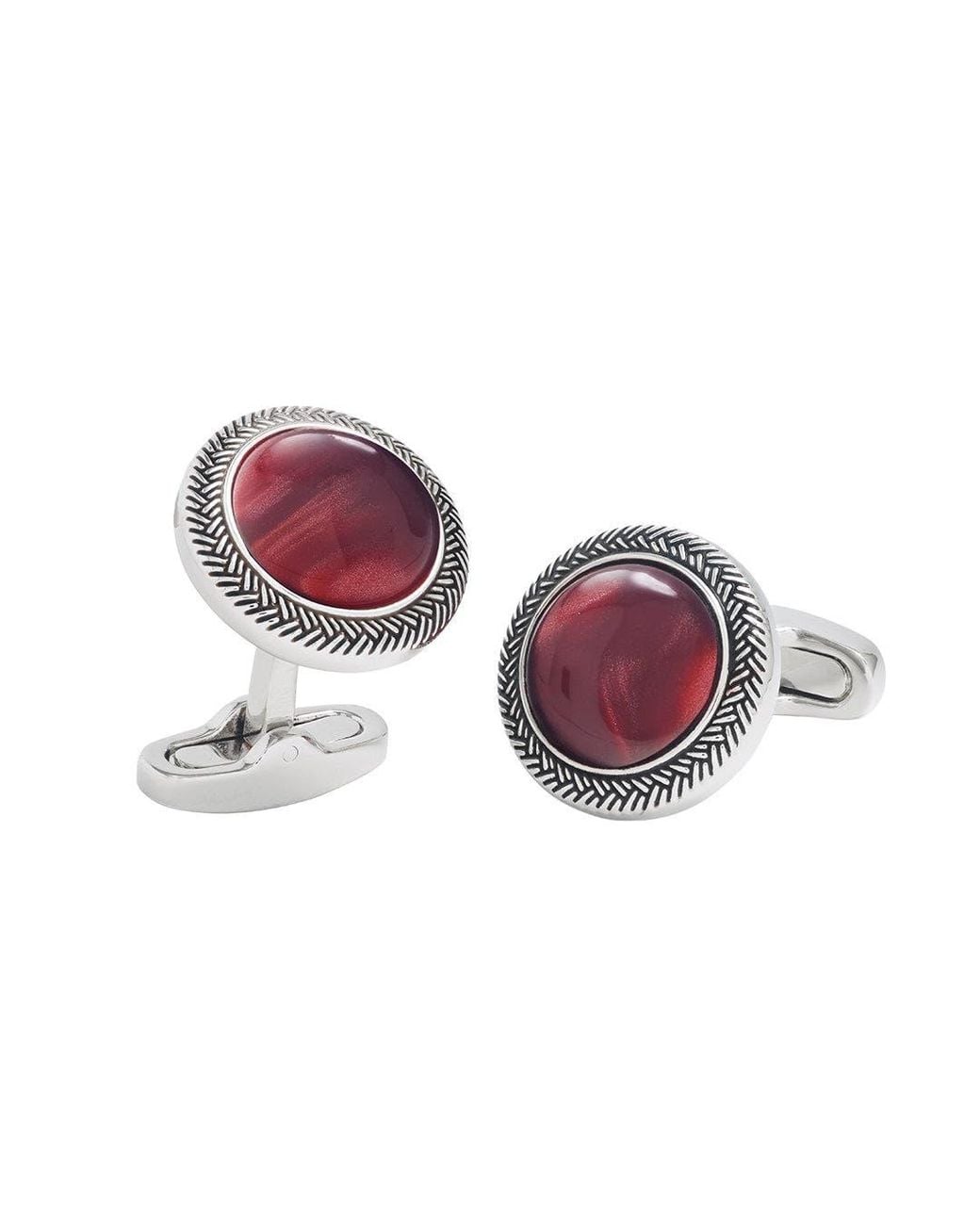 Link Up Purple Gemstone Round Cufflinks With Antique Braided Border for men