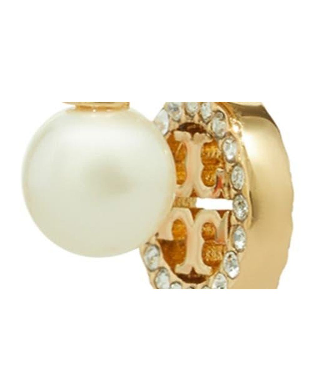 Tory Burch Metallic Icon Pavé Hoop Charm Earrings