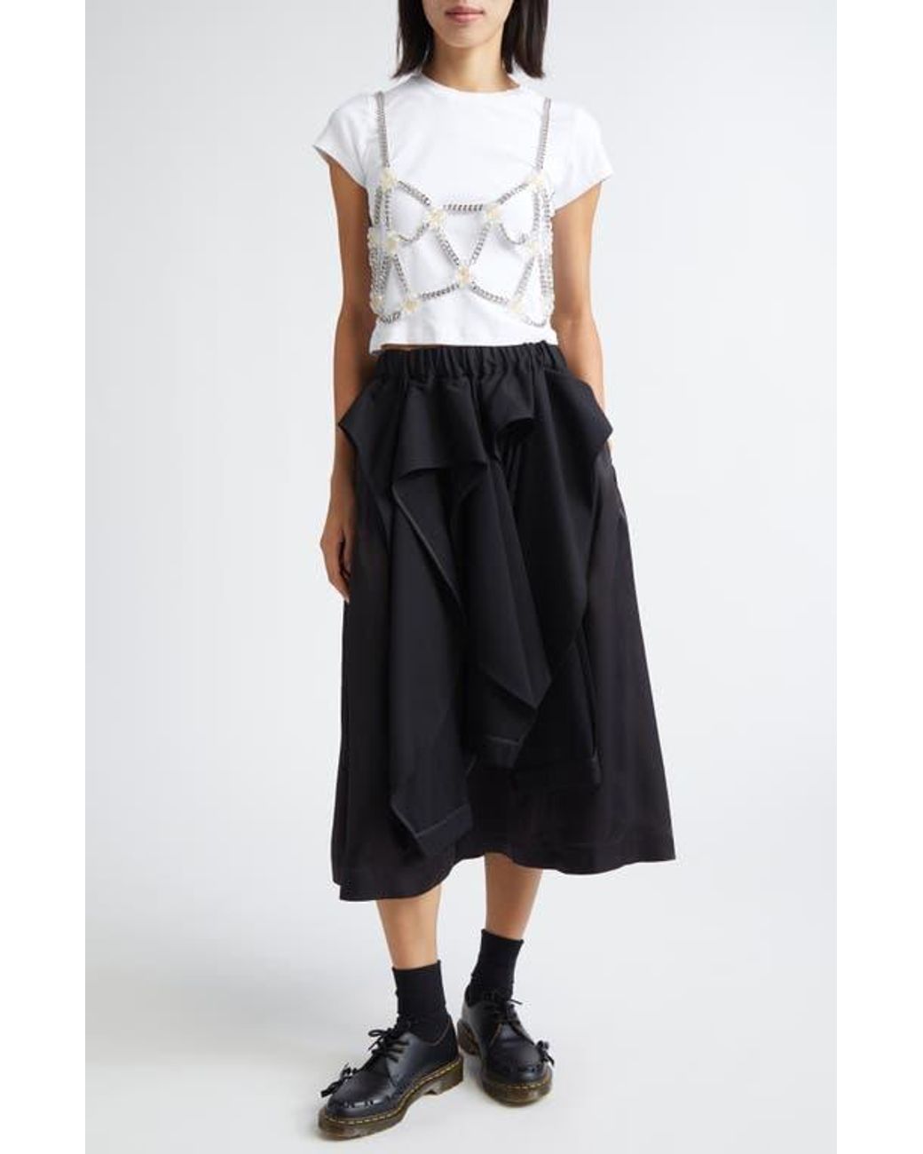 Noir Kei Ninomiya Beaded Floral Chain Harness in Metallic | Lyst