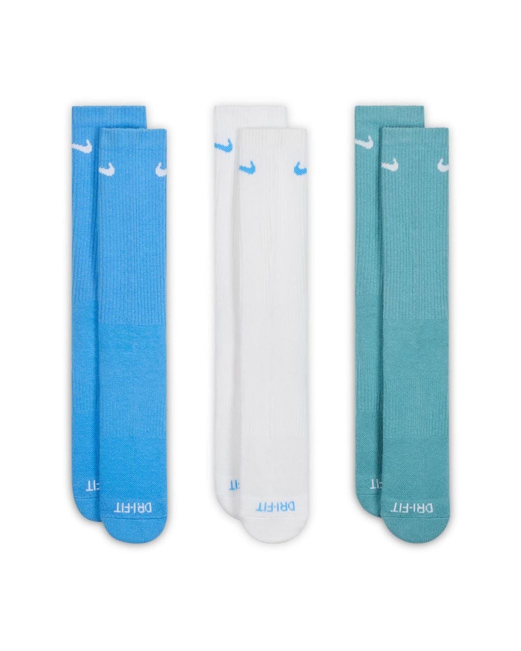 Nike Blue Assorted 3-Pack Everyday Plus Cushion Crew Training Socks for men