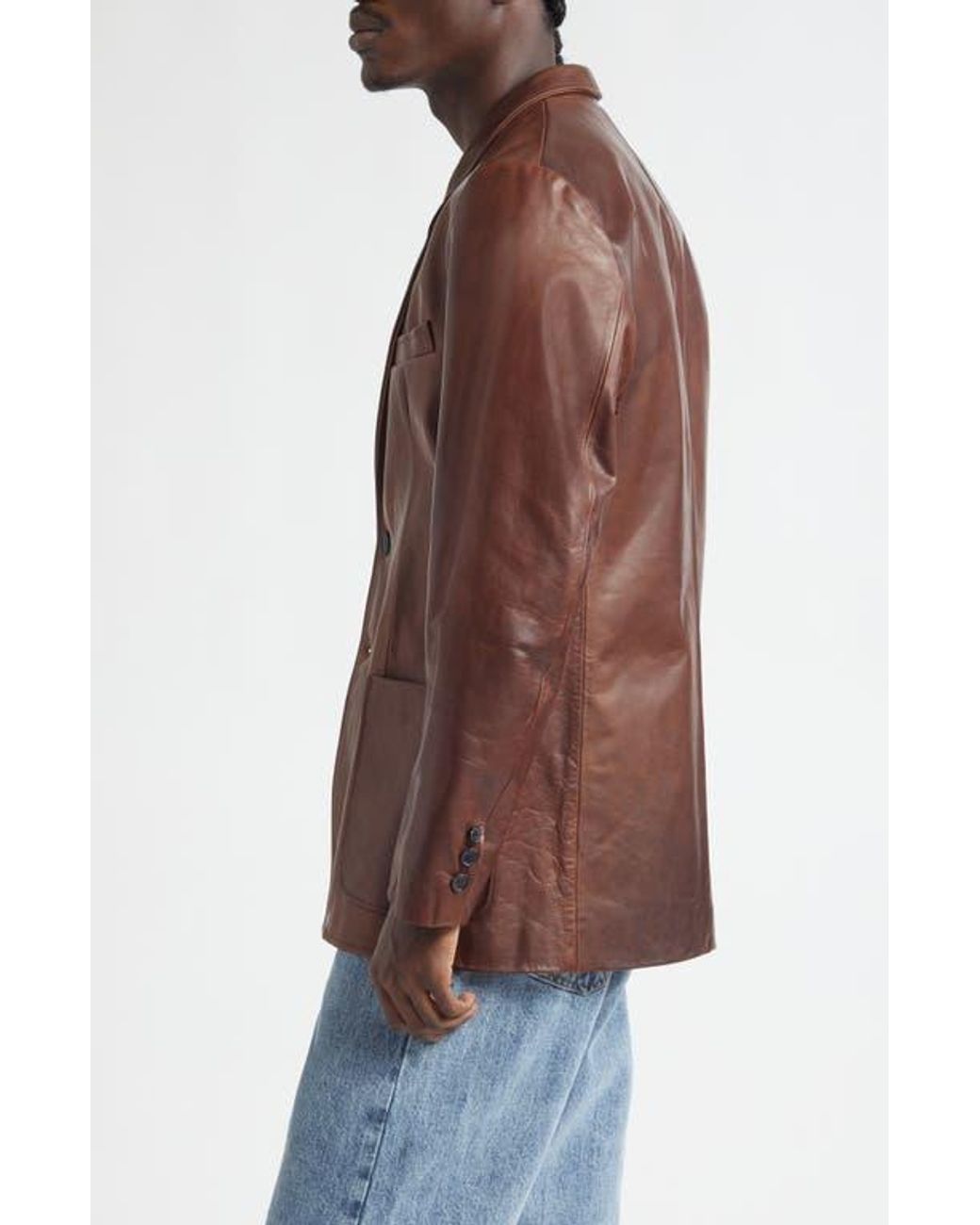 Second Layer Brown Saico Leather Blazer for men