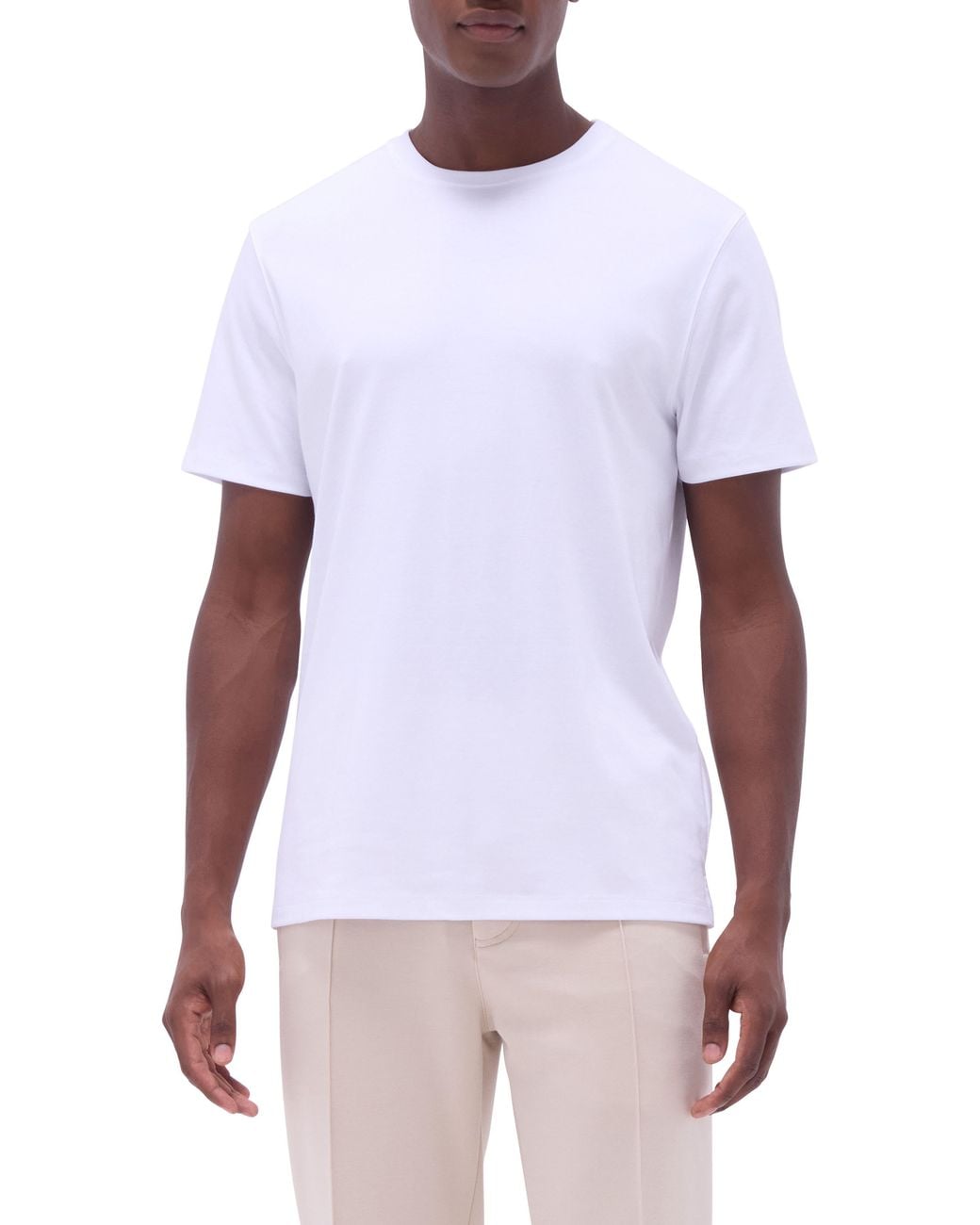 Bugatchi White Hank Solid Pima Cotton T-Shirt for men