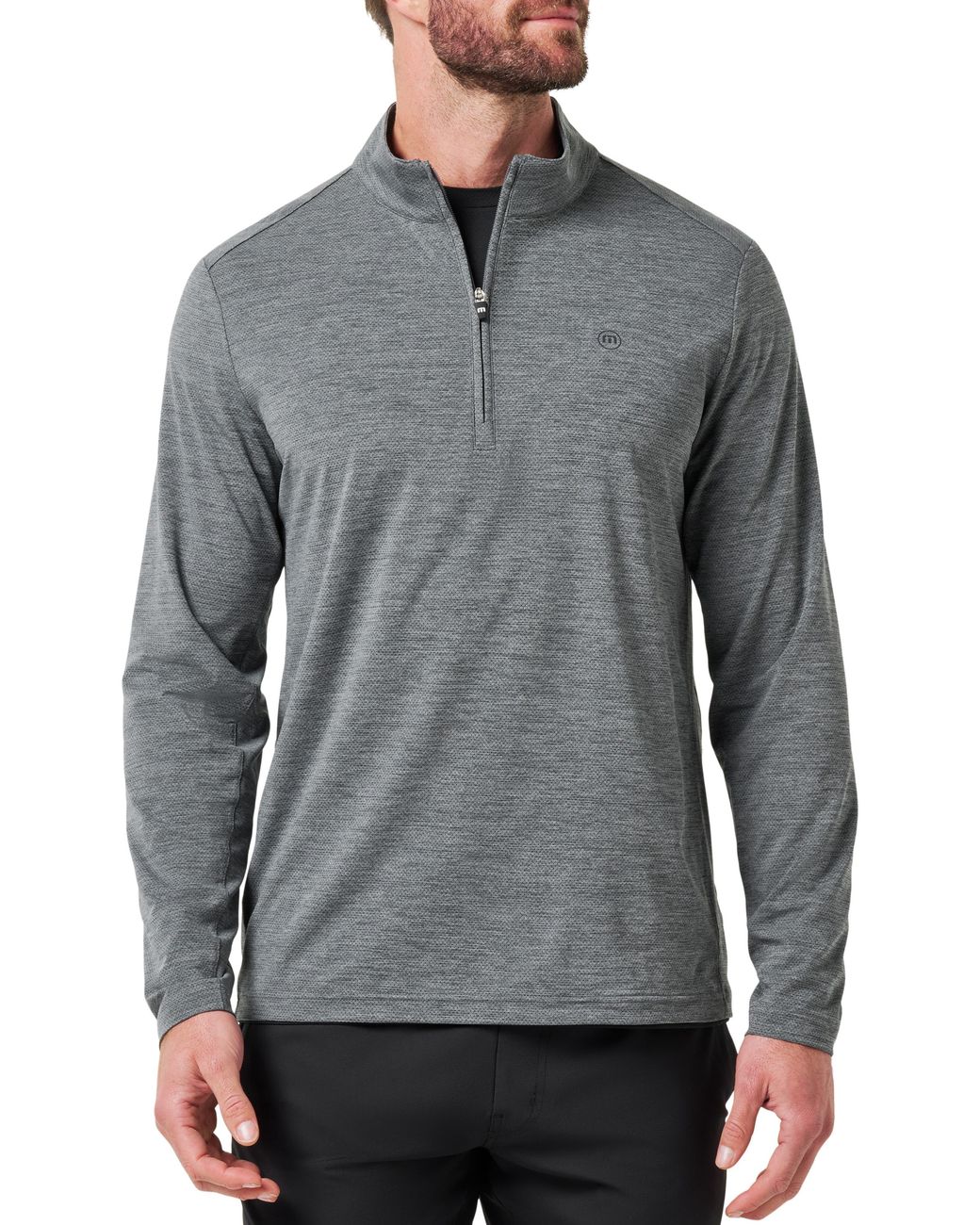Travis Mathew Gray Heater Pro Quarter Zip Pullover for men