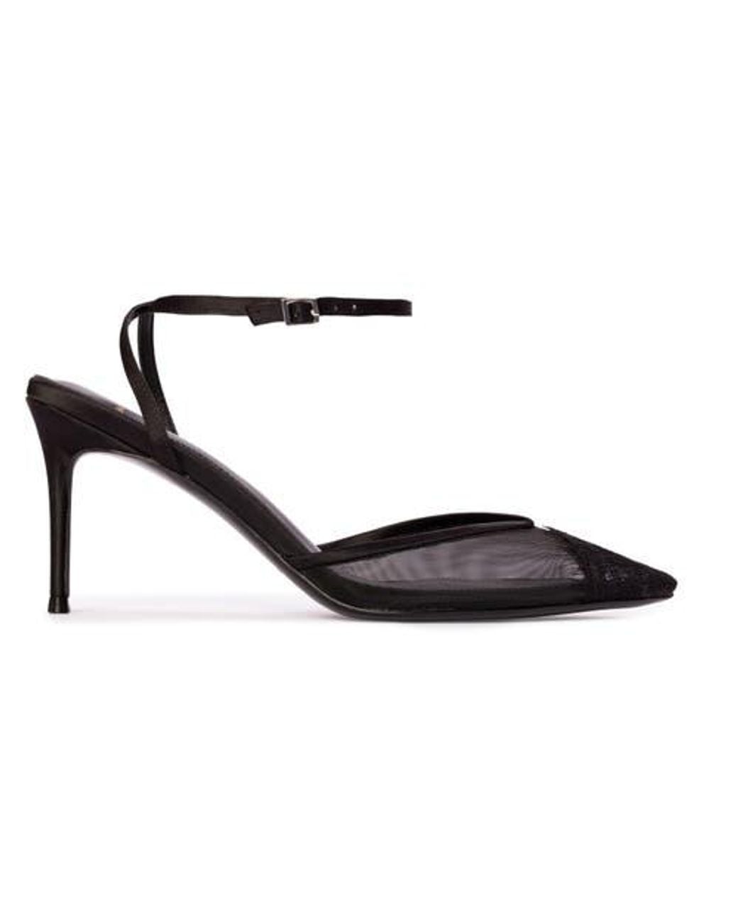 Black Suede Studio Black Cara 80 Mesh Pump