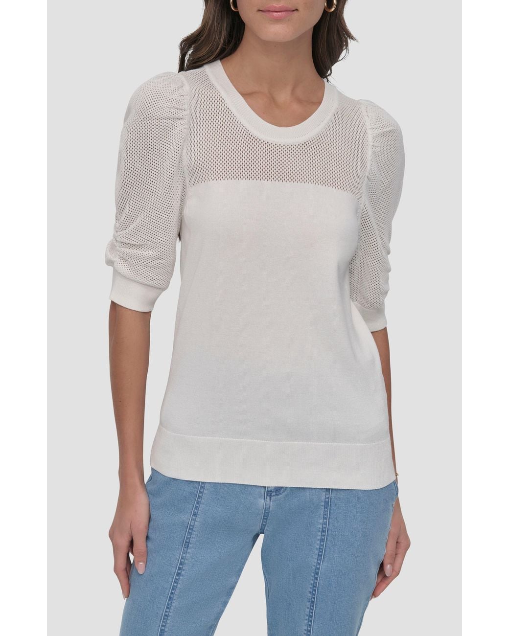 DKNY Gray Puff Sleeve Sweater