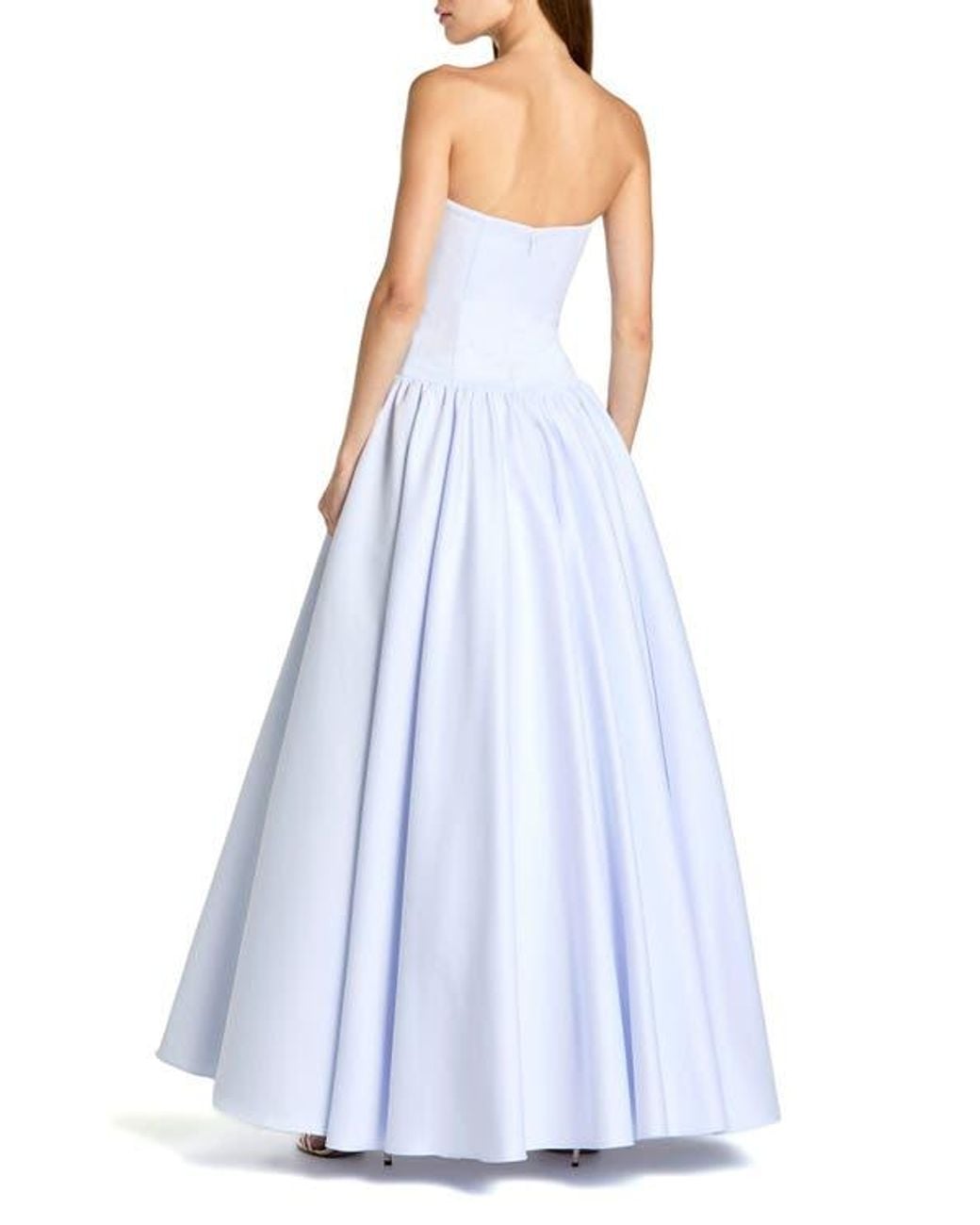 Mac Duggal Strapless Satin Dropwaist Gown in Blue | Lyst