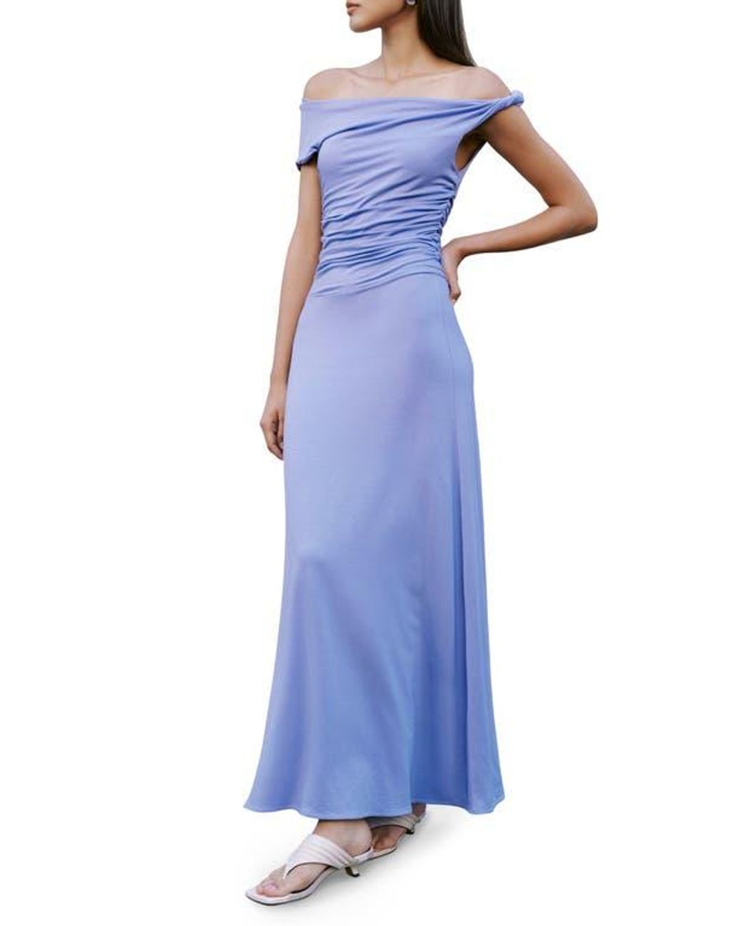 MARCELLA Manon Off The Shoulder Maxi Dress in Blue | Lyst