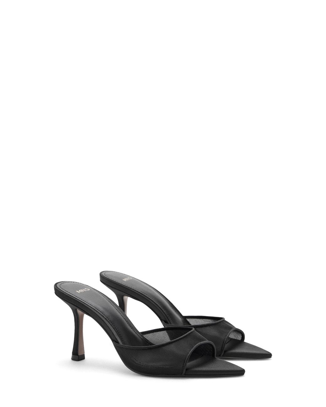 Mango Black Pointed Toe Slide Sandal