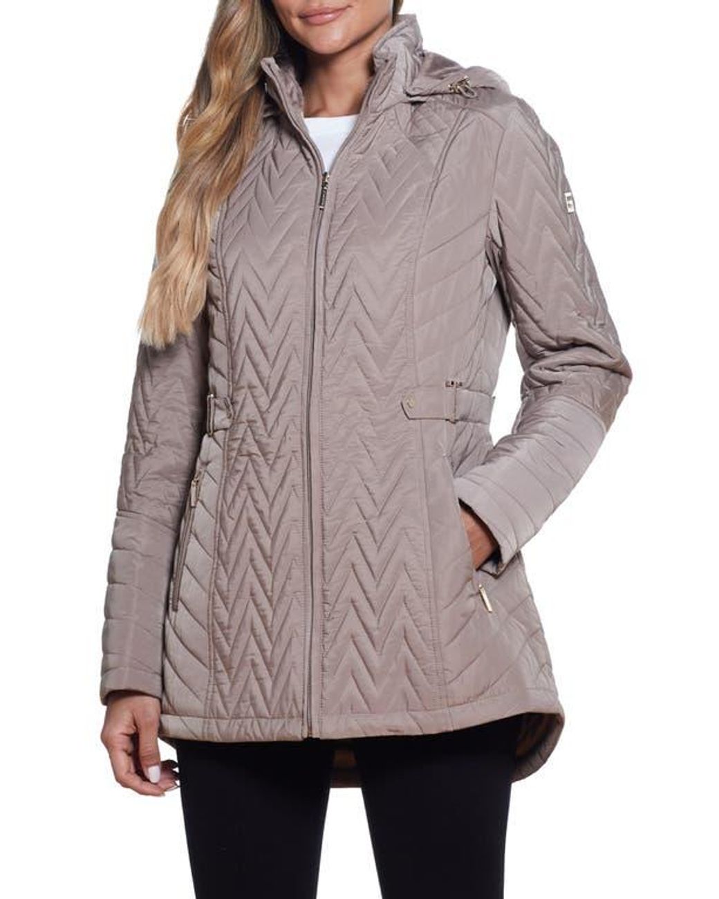 Gallery Brown Hooded Quilted Jacket