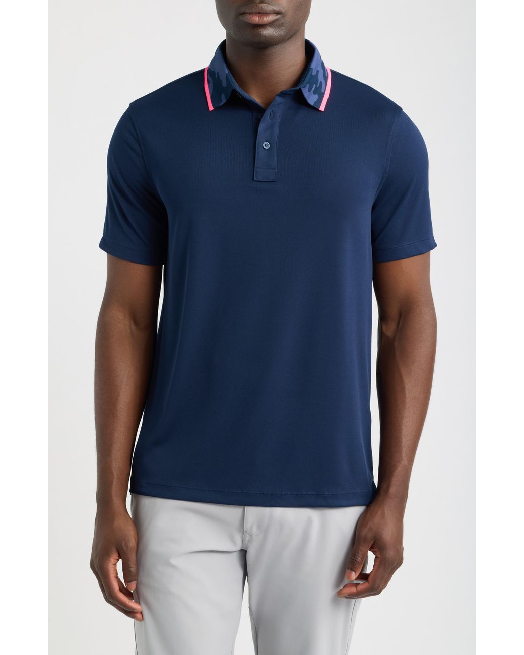G/FORE Blue Camo Collar Performance Piqué Polo for men