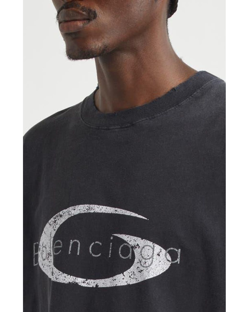 Balenciaga Loop Sports Icon Distressed Boxy Logo Graphic T