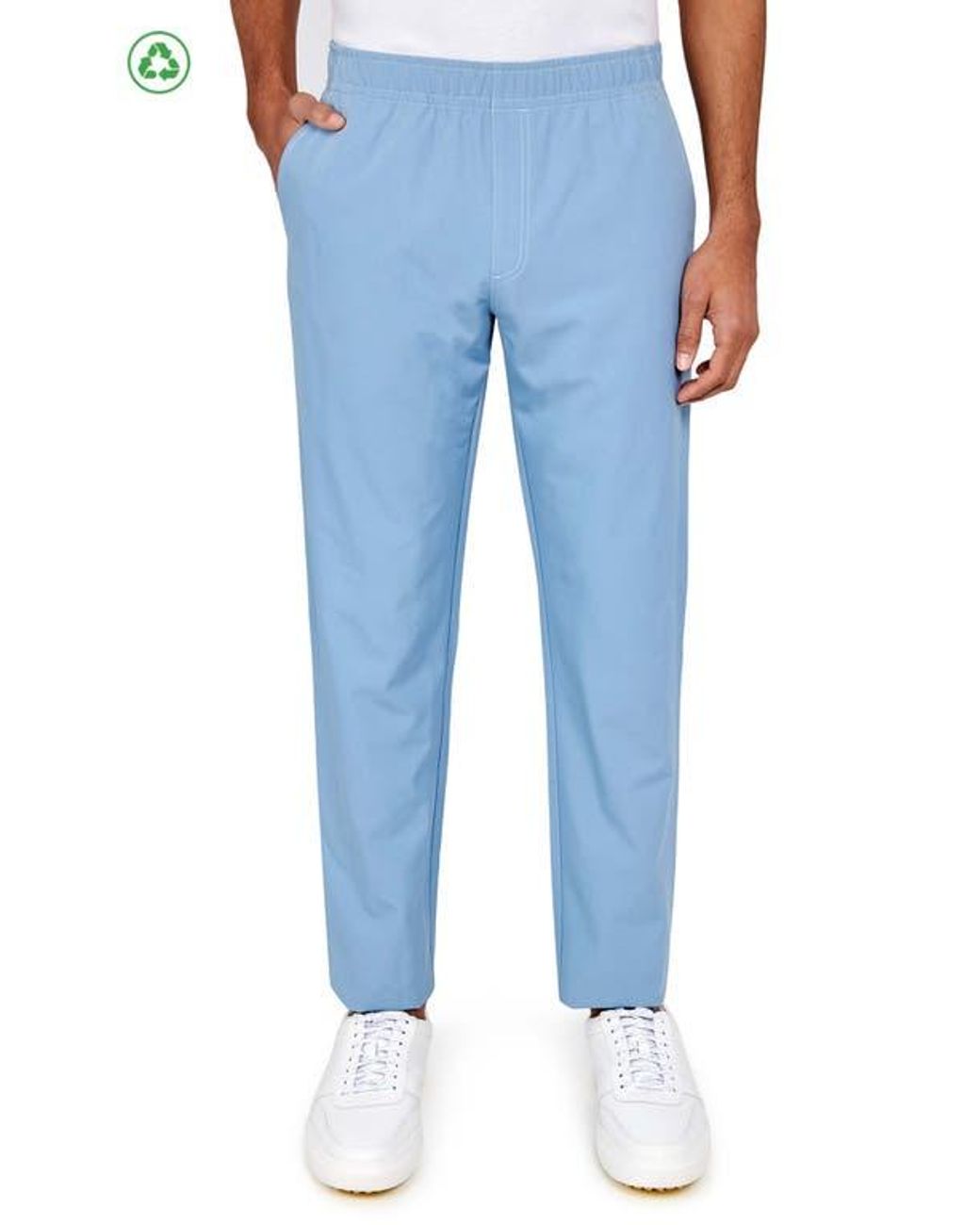 Con.struct Blue Regular Fit Solid Drawstring Recycled Performance Golf Pants for men