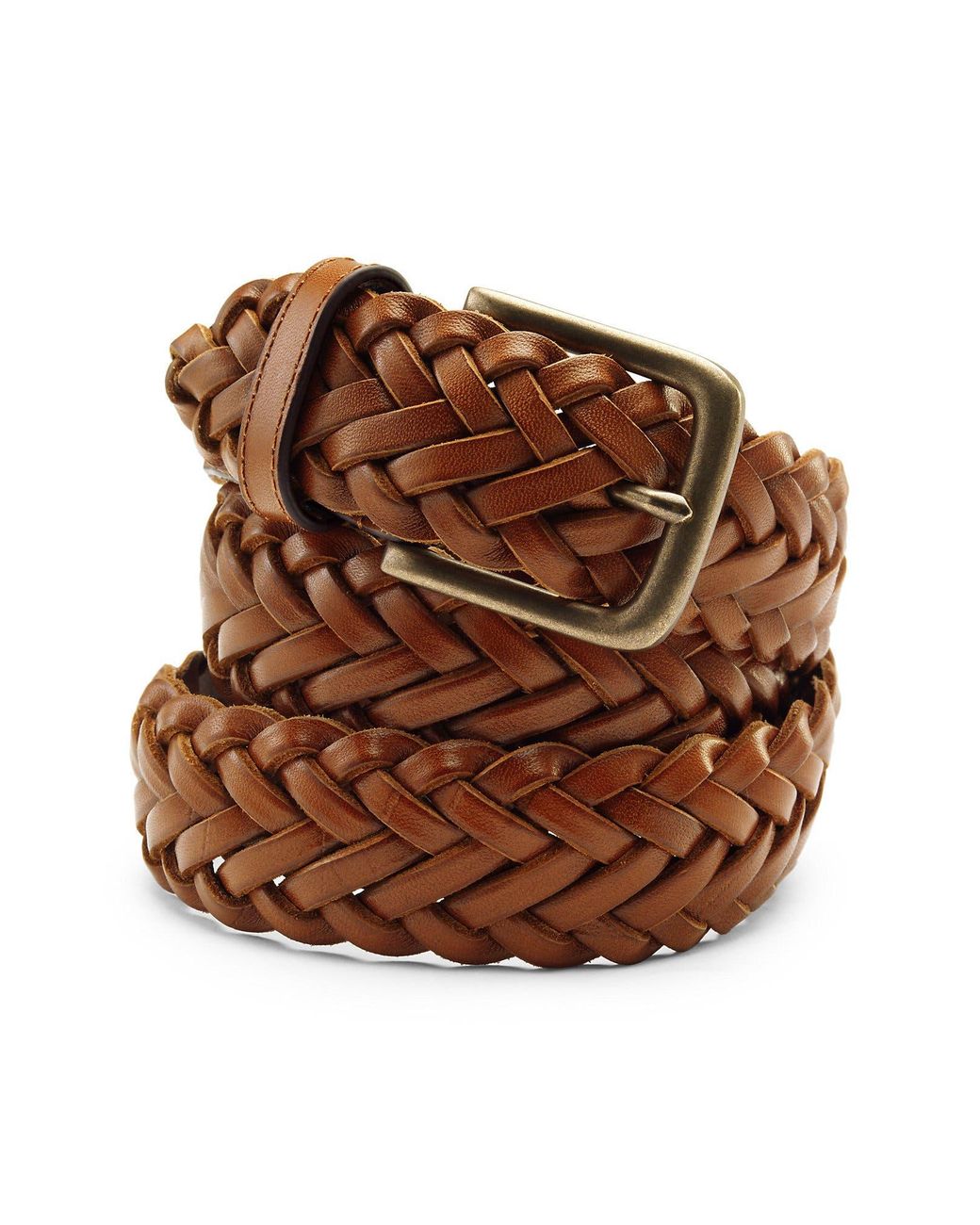 Lands' End Brown Leather Braid Belt for men