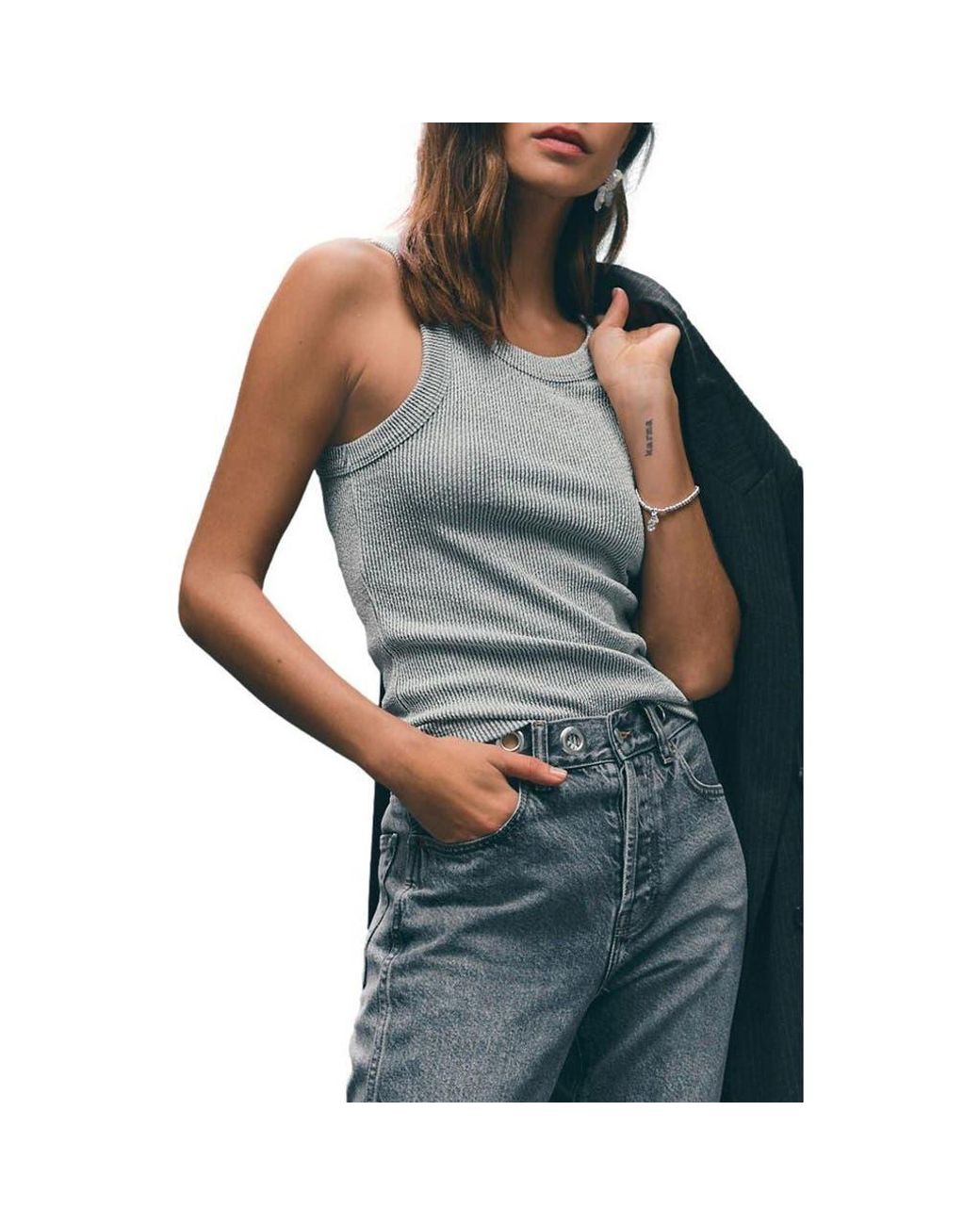 Next Gray Glitter Tank Top