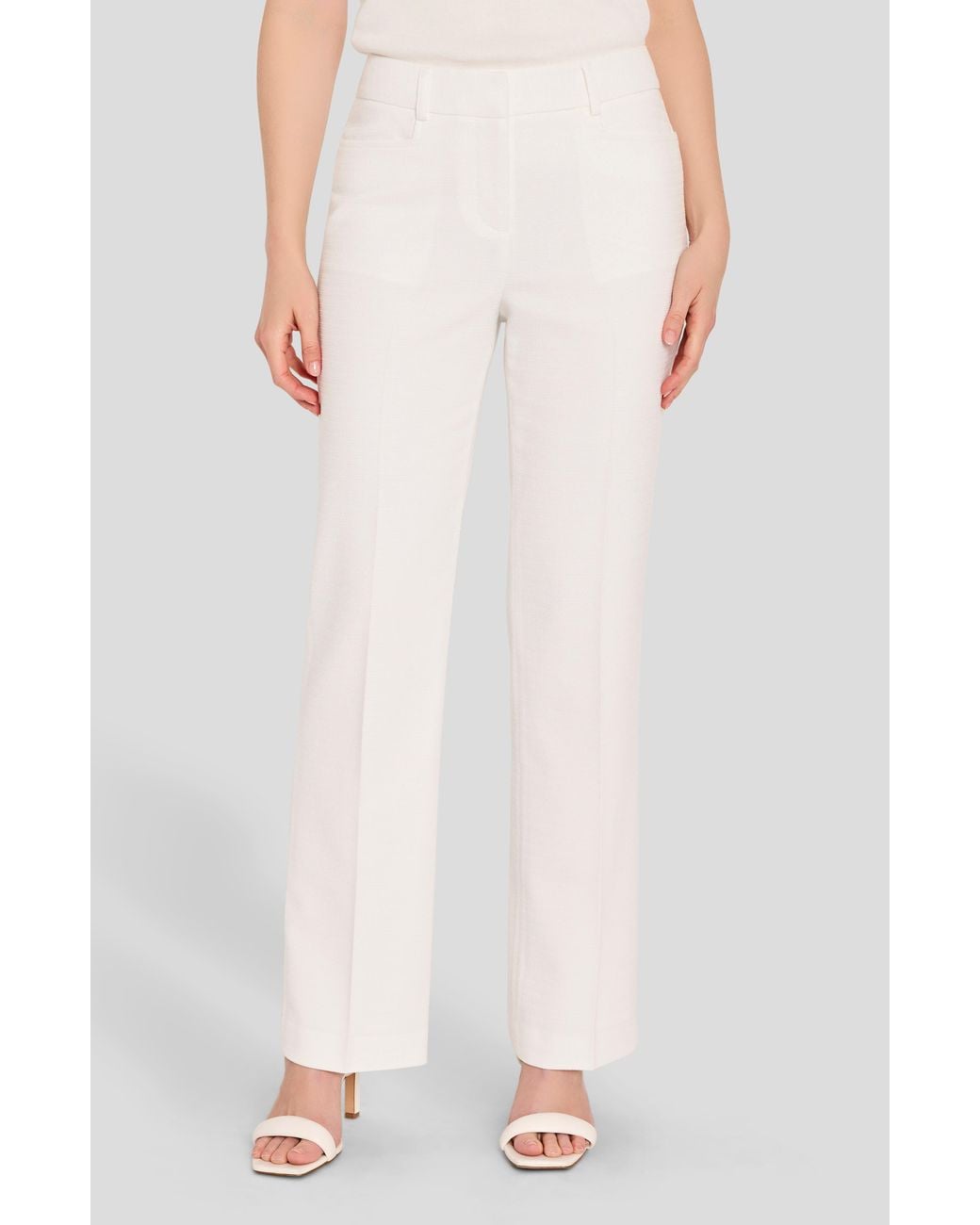 Tahari White Stretch Flare Pants