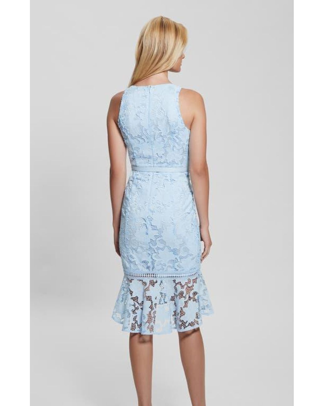 guess lace sheath dress Guess Floral-Lace Ruffled-Hem Sheath