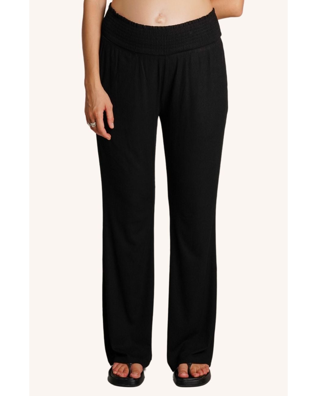 Nom Maternity Black Super Soft Rib Maternity Pants