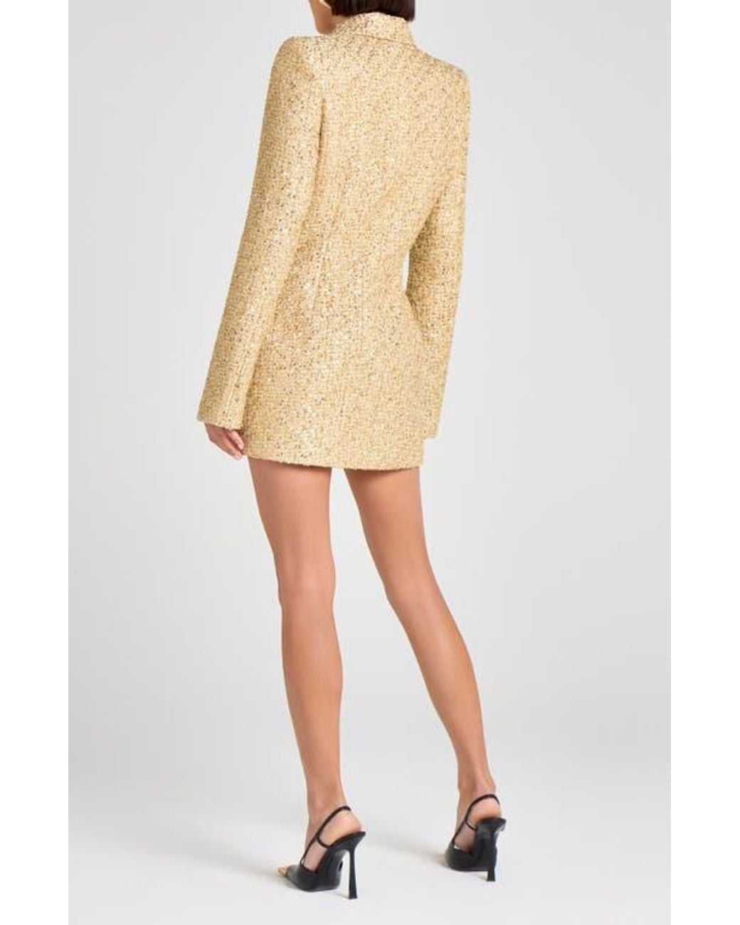 Nadine Merabi Metallic Tweed Long Sleeve Cocktail Coat Dress in Natural | Lyst Nadine Merabi Metallic Tweed Long Sleeve Cocktail Coat Dress in Natural | Lyst