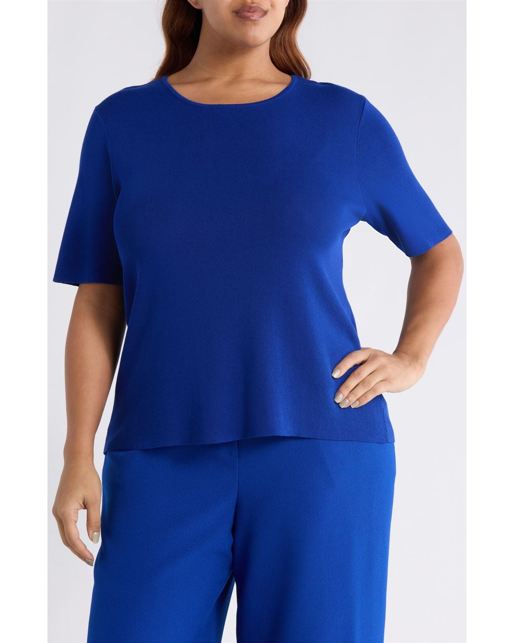 Tahari Blue Tunic Sweater