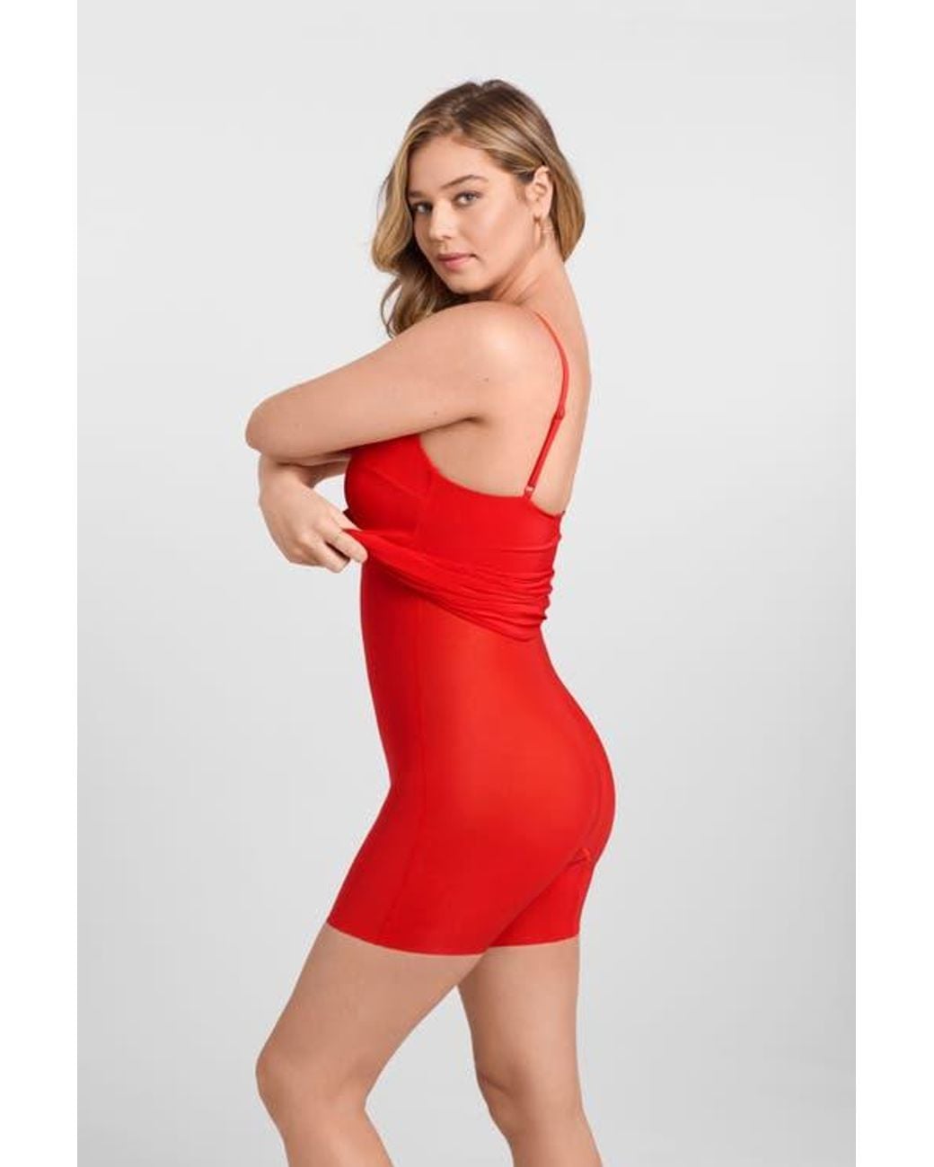 open lace back dress Split Red & Pink Sweater Tank Dress Large main image 0