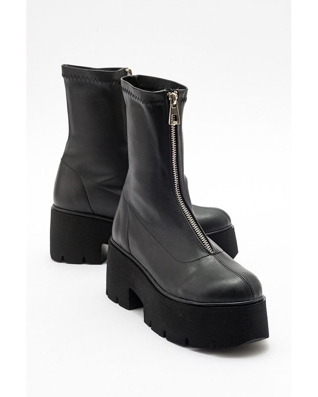 Prologue Shoes Black Ovil Platform Zip Boot