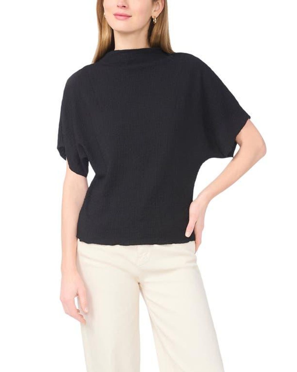 Vince Camuto Black Dolman Drape Top