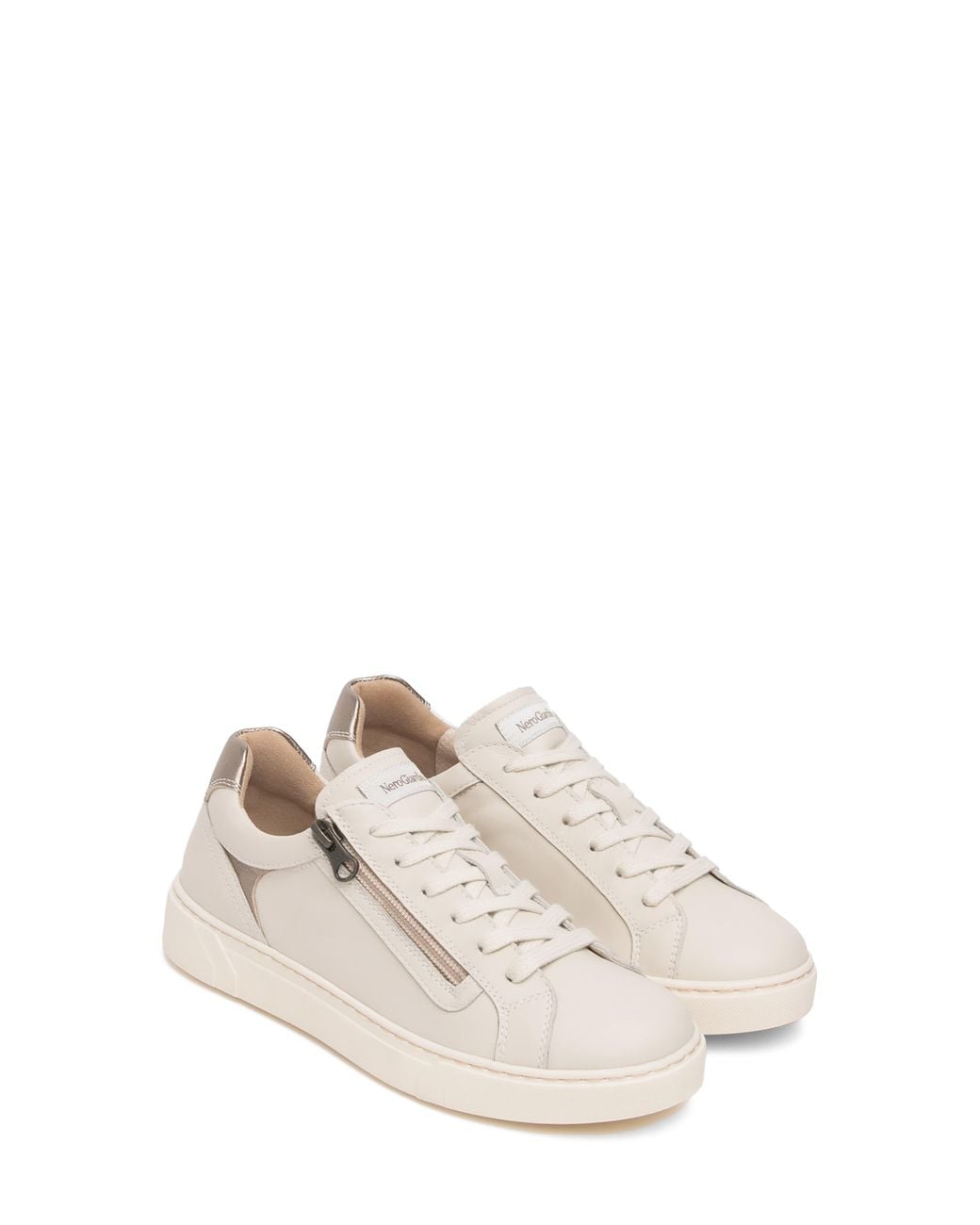 Nero Giardini White Low Top Side Zip Sneaker