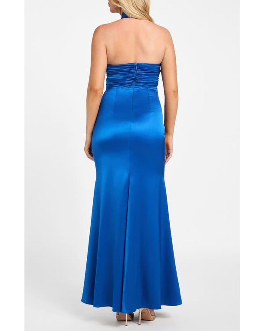 marciano satin dress MARCIANO BY GUESS GESSY HALTER MAXI DRESS JEALOUS PINK | Online Outlet