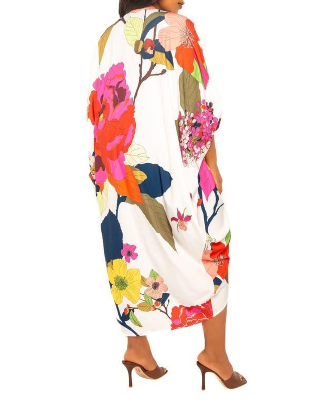 Buxom Couture Print Cinch Waist Caftan Dress in Orange | Lyst