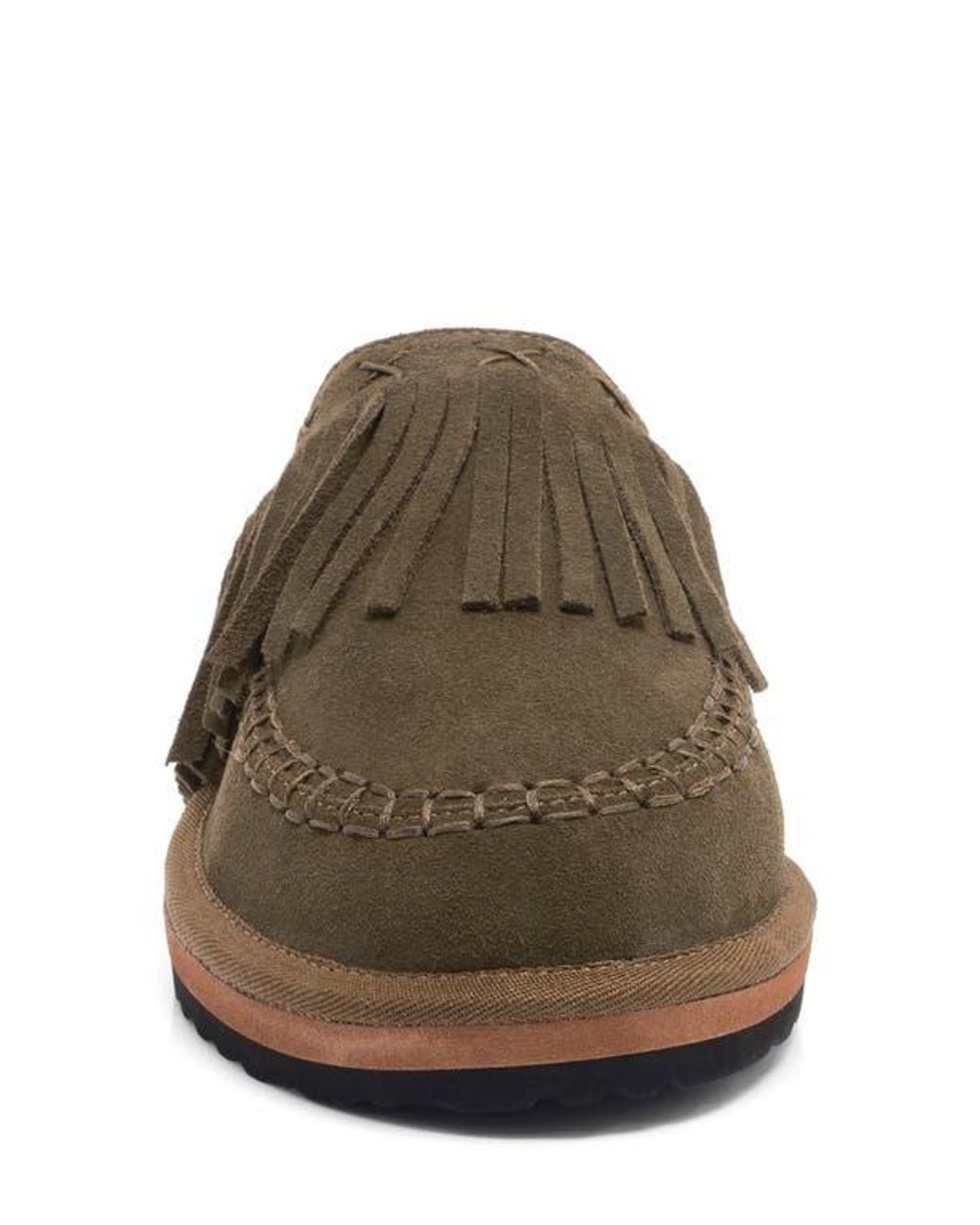 Free People Fallon Fringe Faux Fur Mule Slipper in Brown | Lyst