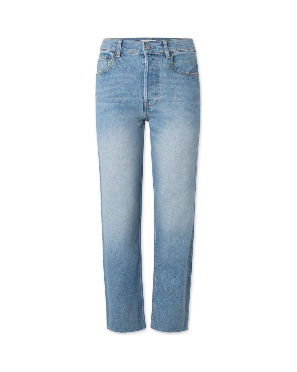 Boyish Blue The Tommy Stretch Straight Leg Cropped Raw Hem