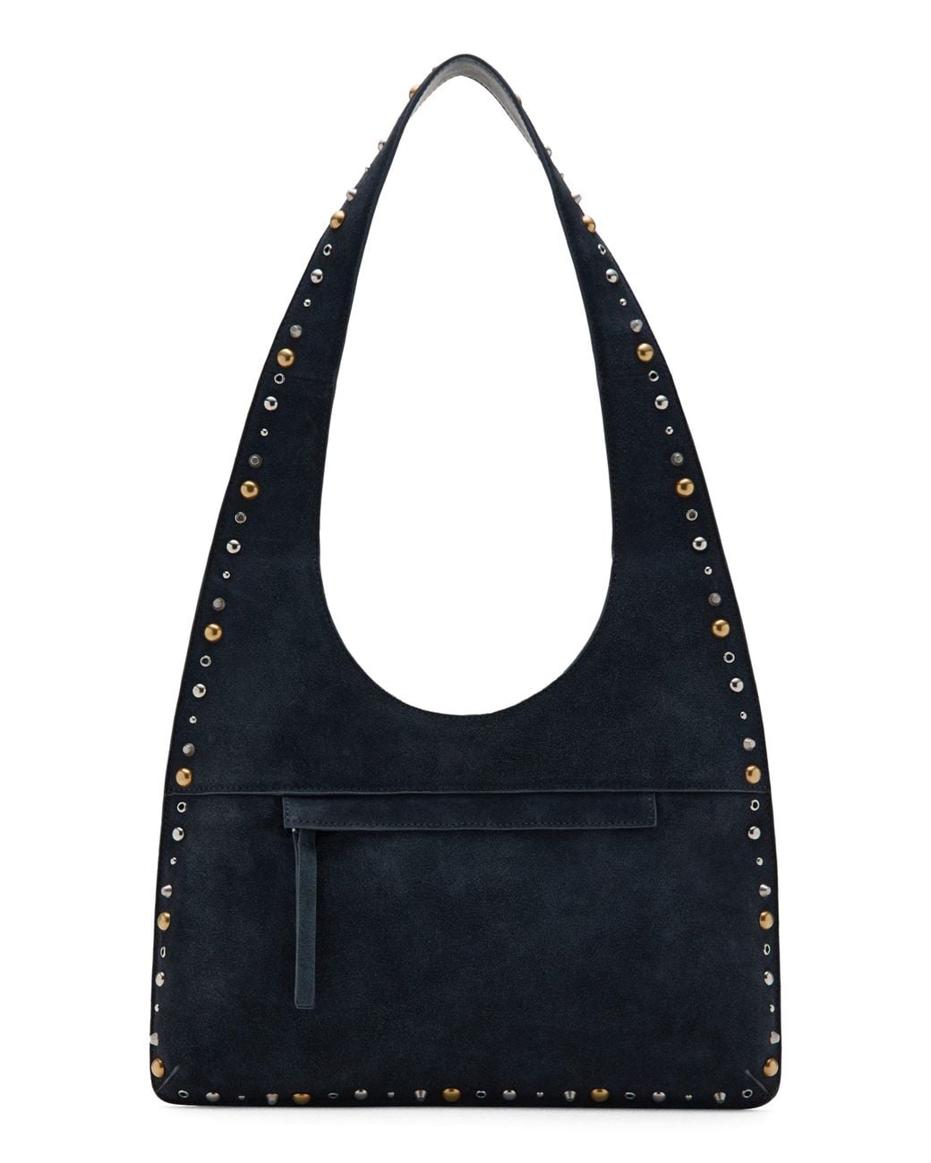 Mango Black Studded Suede Shoulder Bag