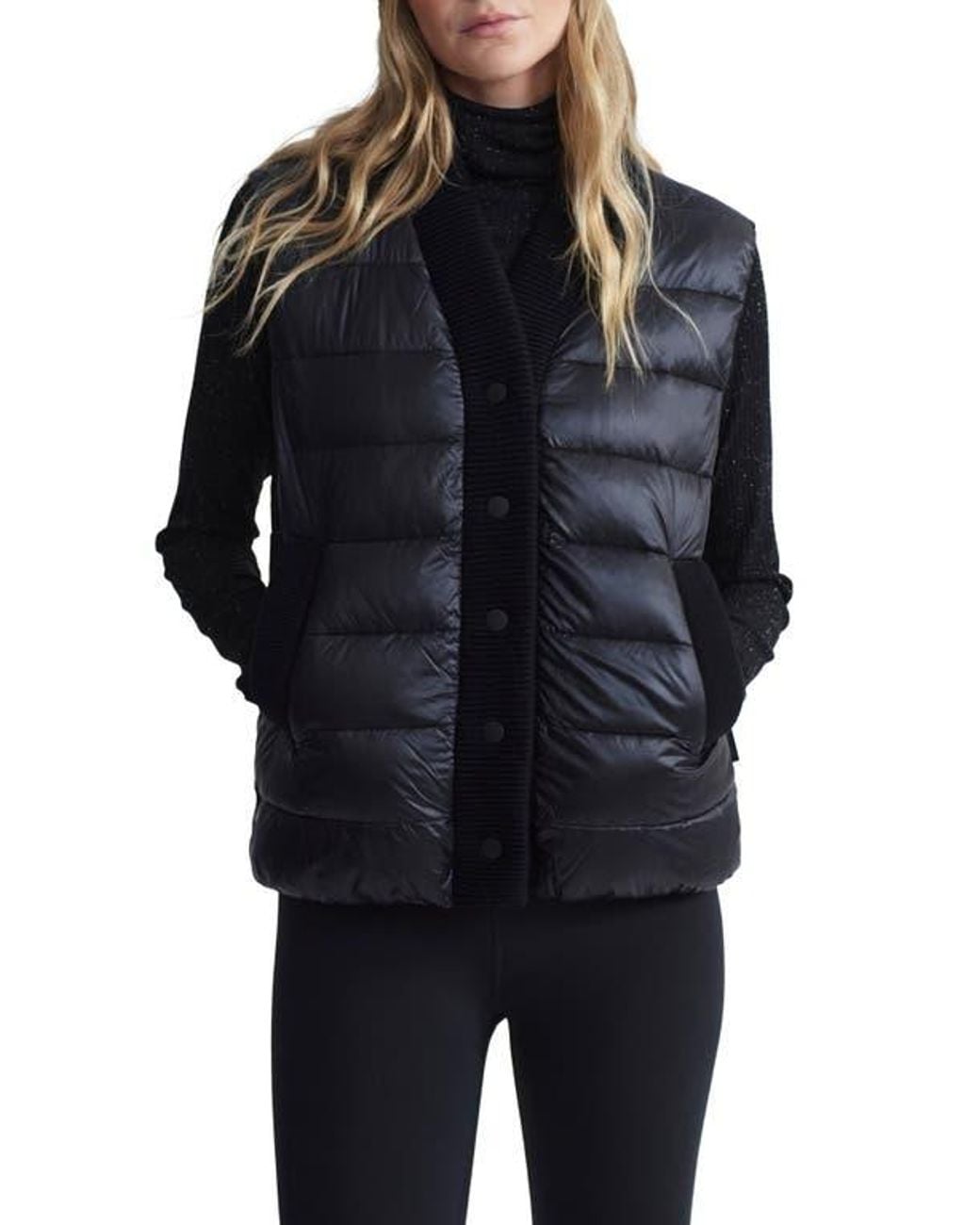 Reggie cable knit puffer jacket Varley 