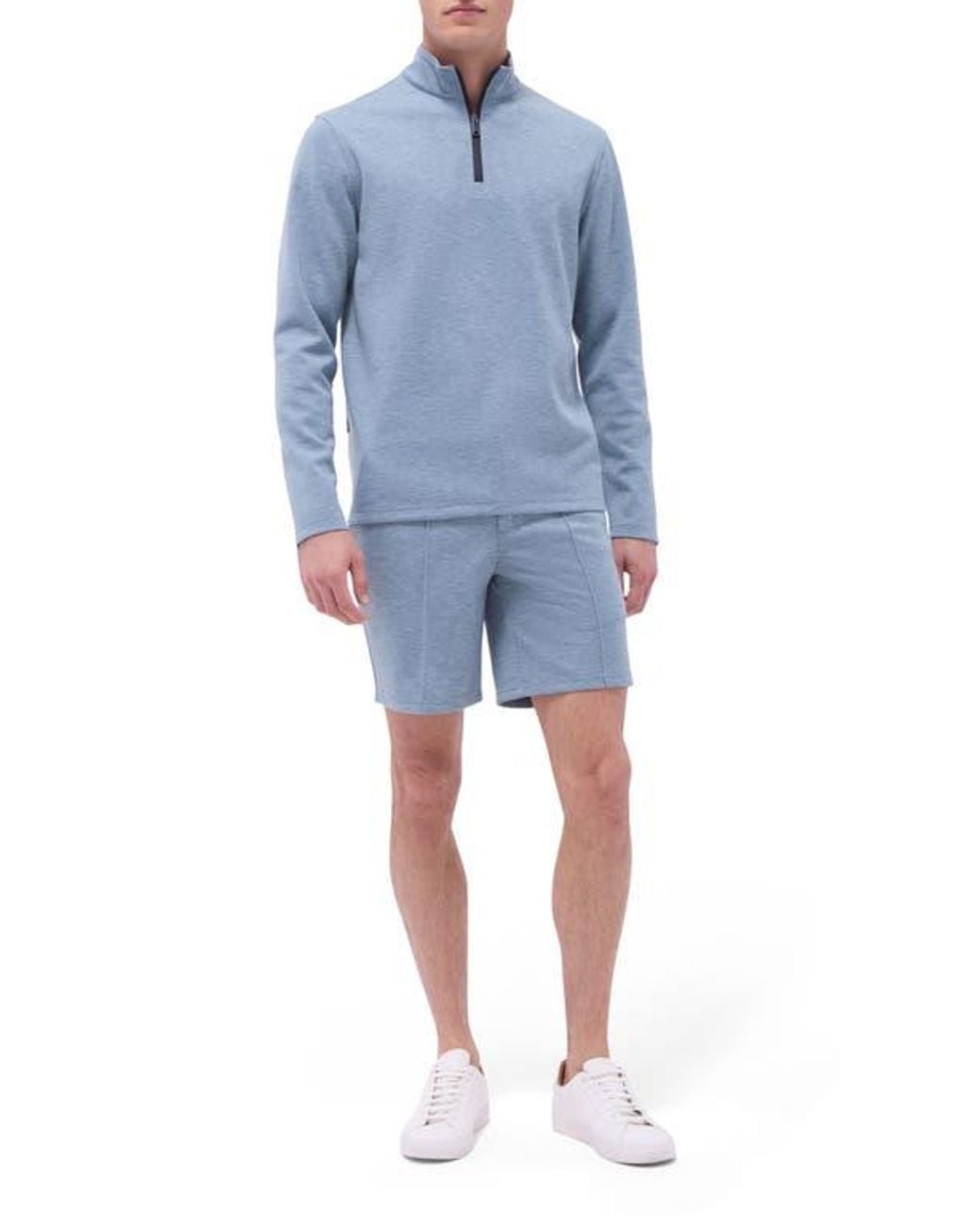 Bugatchi Blue Quarter Zip Performance Pullover for men