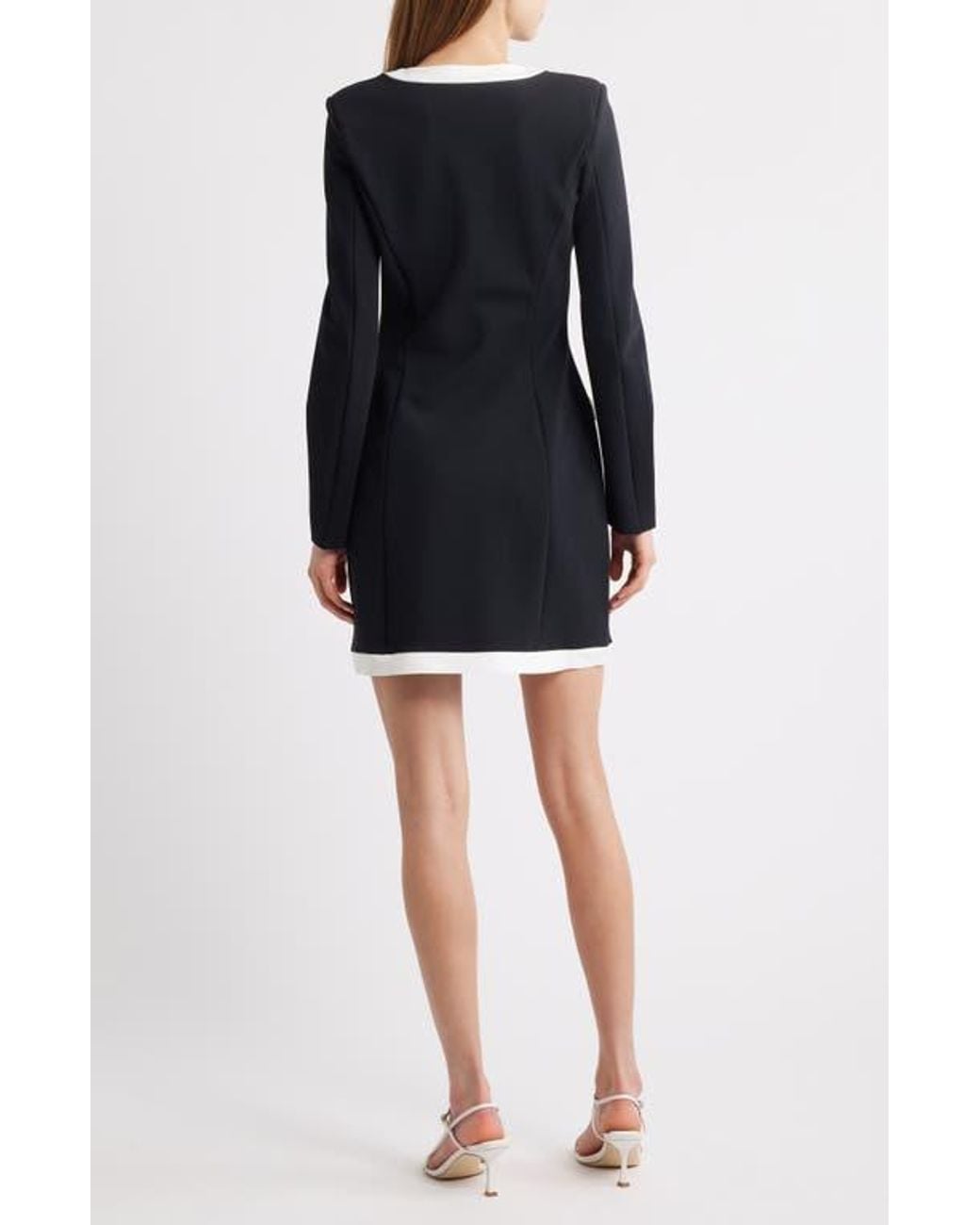 knee length dresses for ladies Niella Long Sleeve Wrap Mini Dress - Black Black / Xs