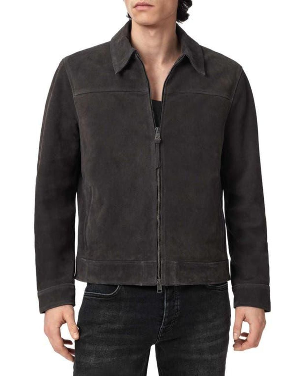 AllSaints Black Rhone Suede Jacket for men