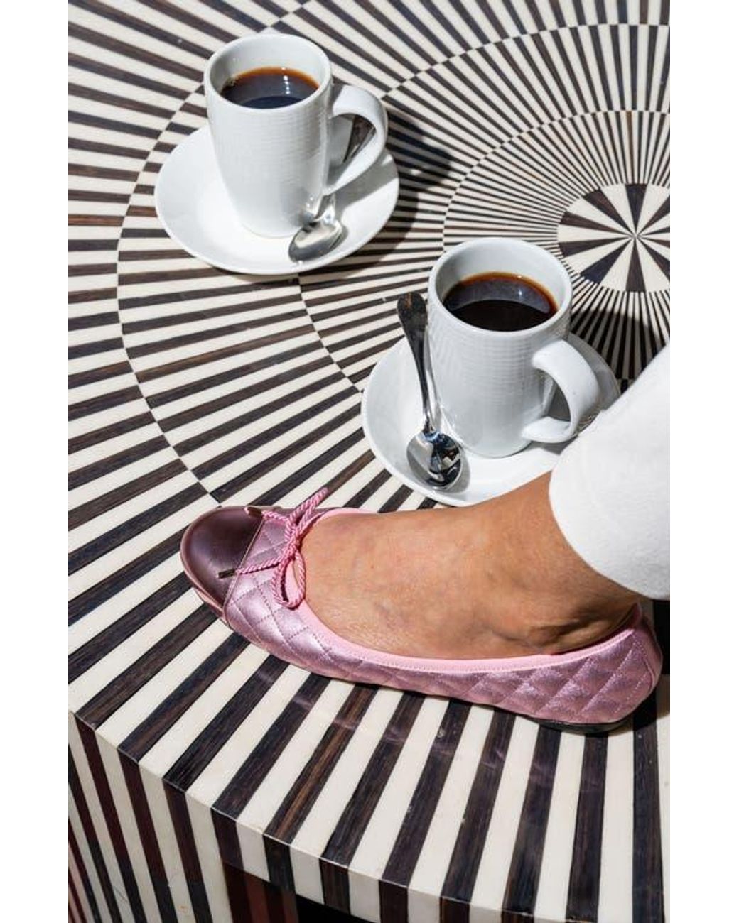 Paul Mayer Pink Best Cap Toe Quilted Ballet Flat