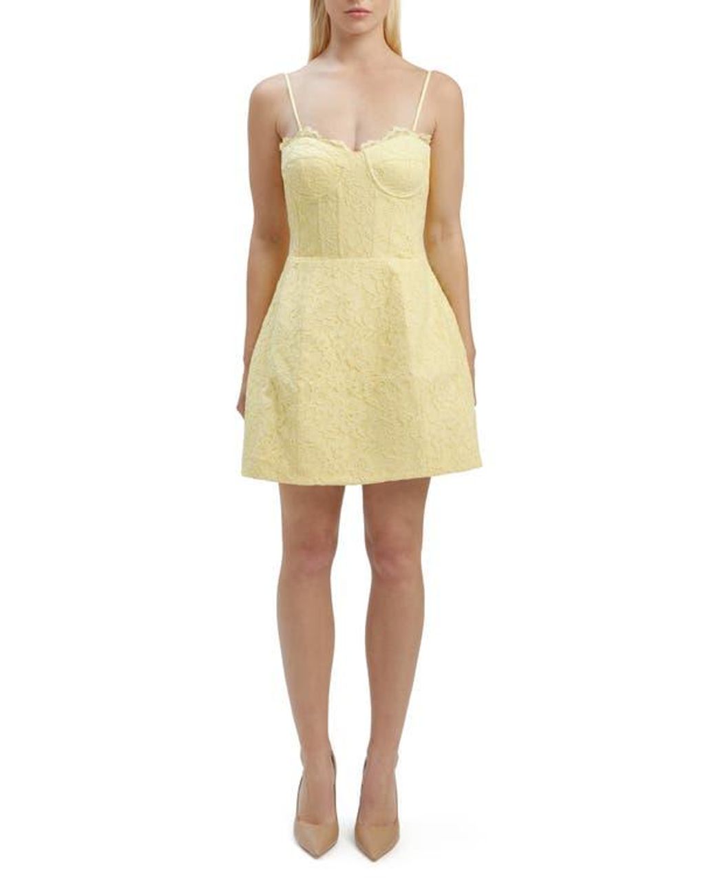 Bardot Clarina Lace Minidress in Yellow | Lyst Bardot Clarina Lace Minidress in Yellow | Lyst