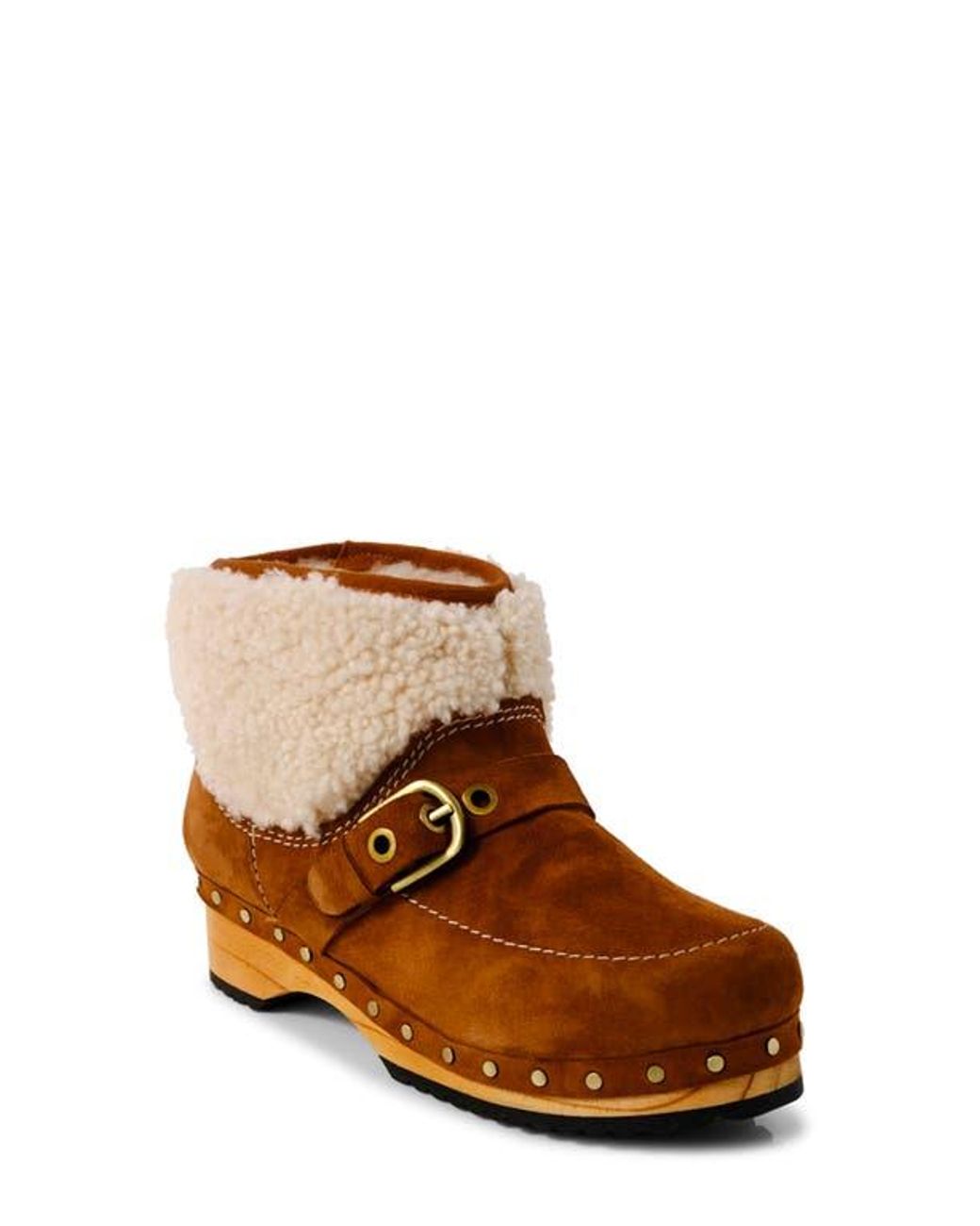 Shearling lined clog boots sales