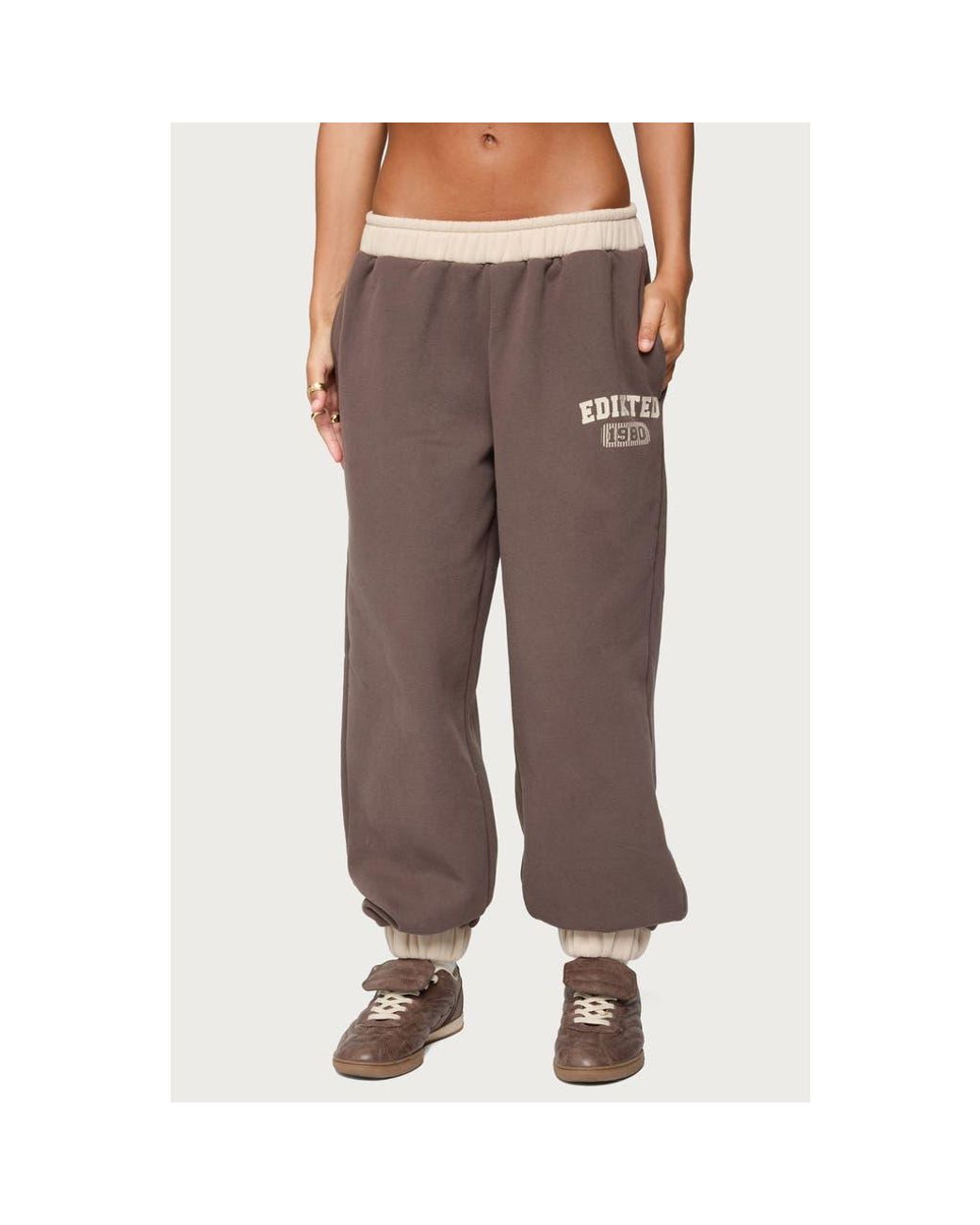 Edikted Brown 1980 Logo Sweatpants