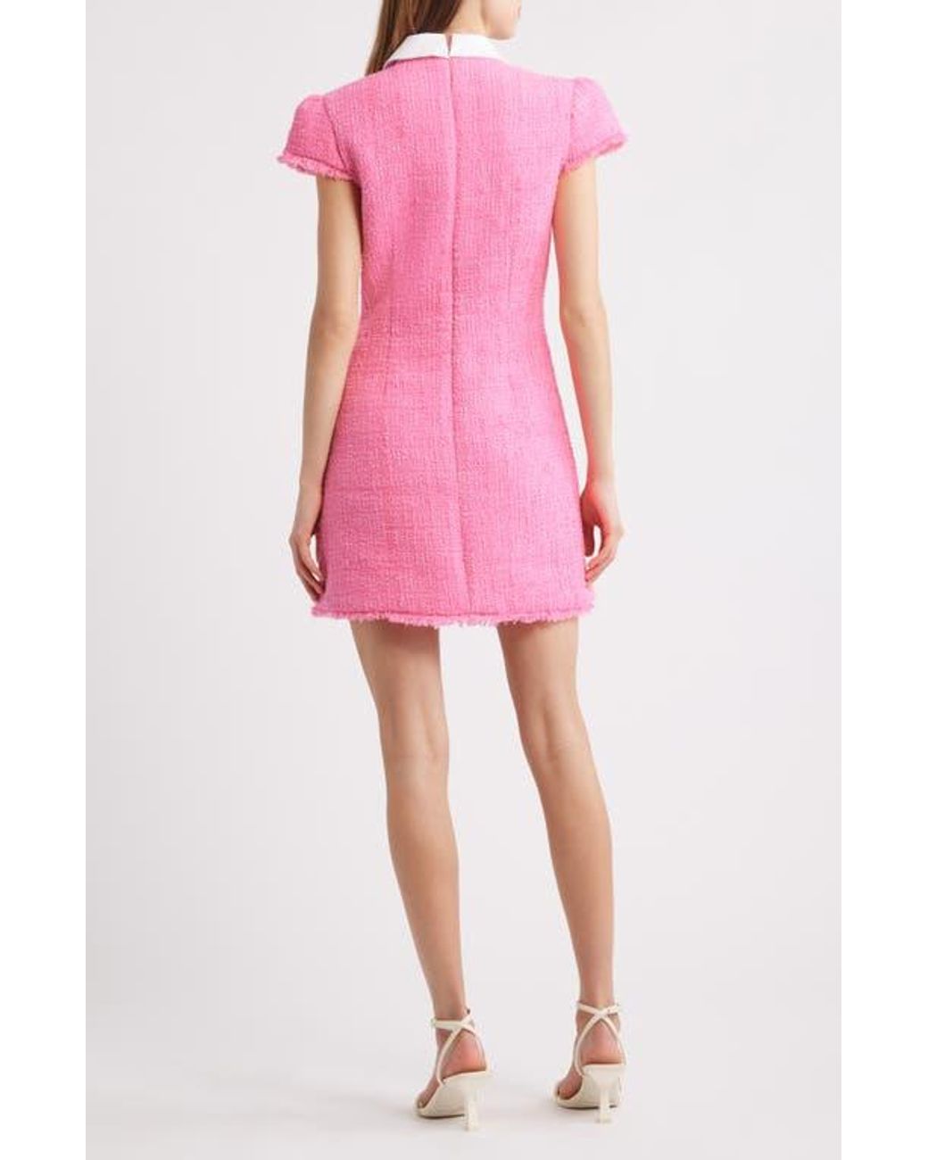 strapless open back dress Check Knit Mini Dress Pink