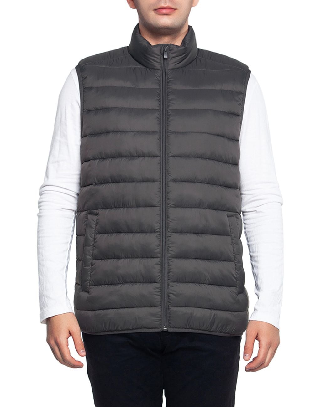 Rokka&Rolla Gray Lightweight Puffer Vest for men
