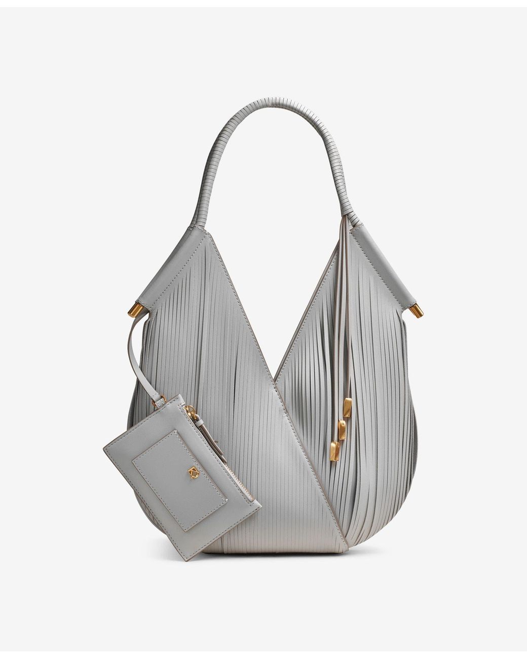 Donna Karan Gray Baldwin Lasercut Shoulder Bag